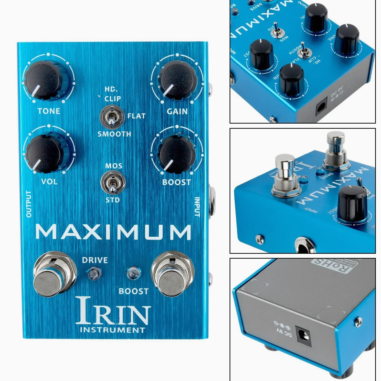 IRIN - Pedale per effetti per chitarra, overdrive distorsione a dieci segmenti, equalizzatore per effetti per chitarra elettrica e basso (B)