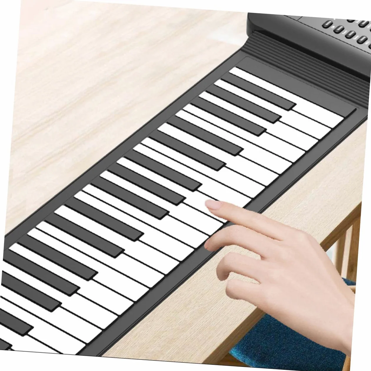 Pianoforte Elettronico Arrotolabile Pieghevole 61 Tasti in Silicone | Nero e Bianco, Portatile e Facile da Riporre, Sensazione Comoda al Tatto