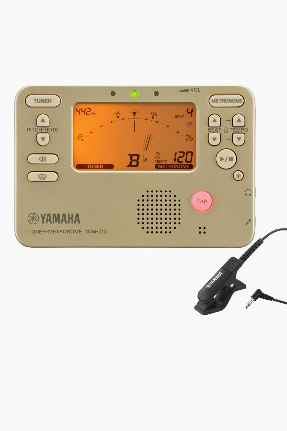 Yamaha TDM-710GL, sintonizzatore metronomo oro, microfono sintonizzatore TDM-710GL, set nero TM-40BK, TDM-710GLM, dotato di doppie funzioni che possono utilizzare sintonizzatore e metronomo allo