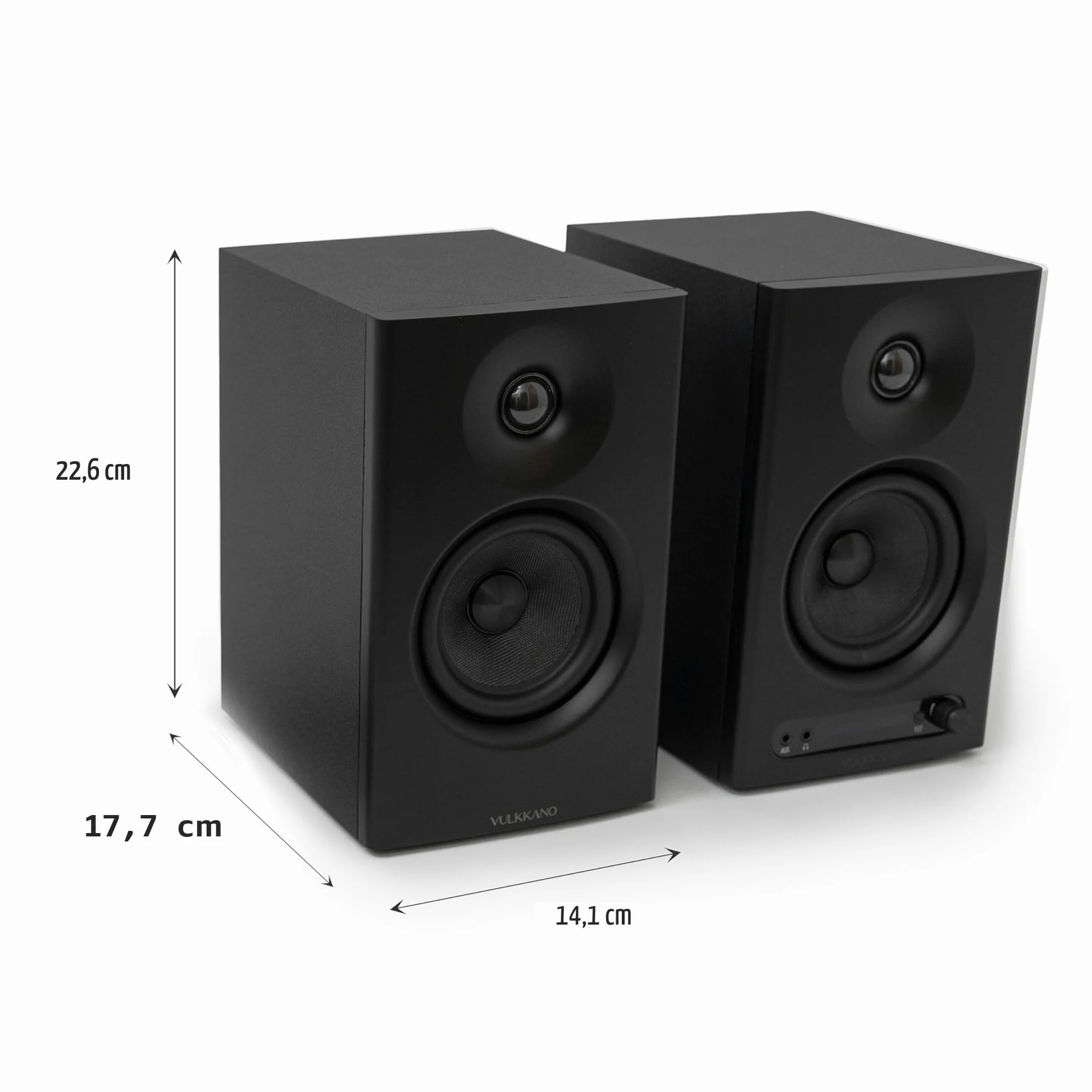 VULKKANO PRO4 Casse Monitor Studio con Woofer da 4”, Bluetooth, Ingresso Bilanciato TRS, RCA, Uscita per Cuffie, AUX, Ottica, Regolazioni EQ, Casse per PC