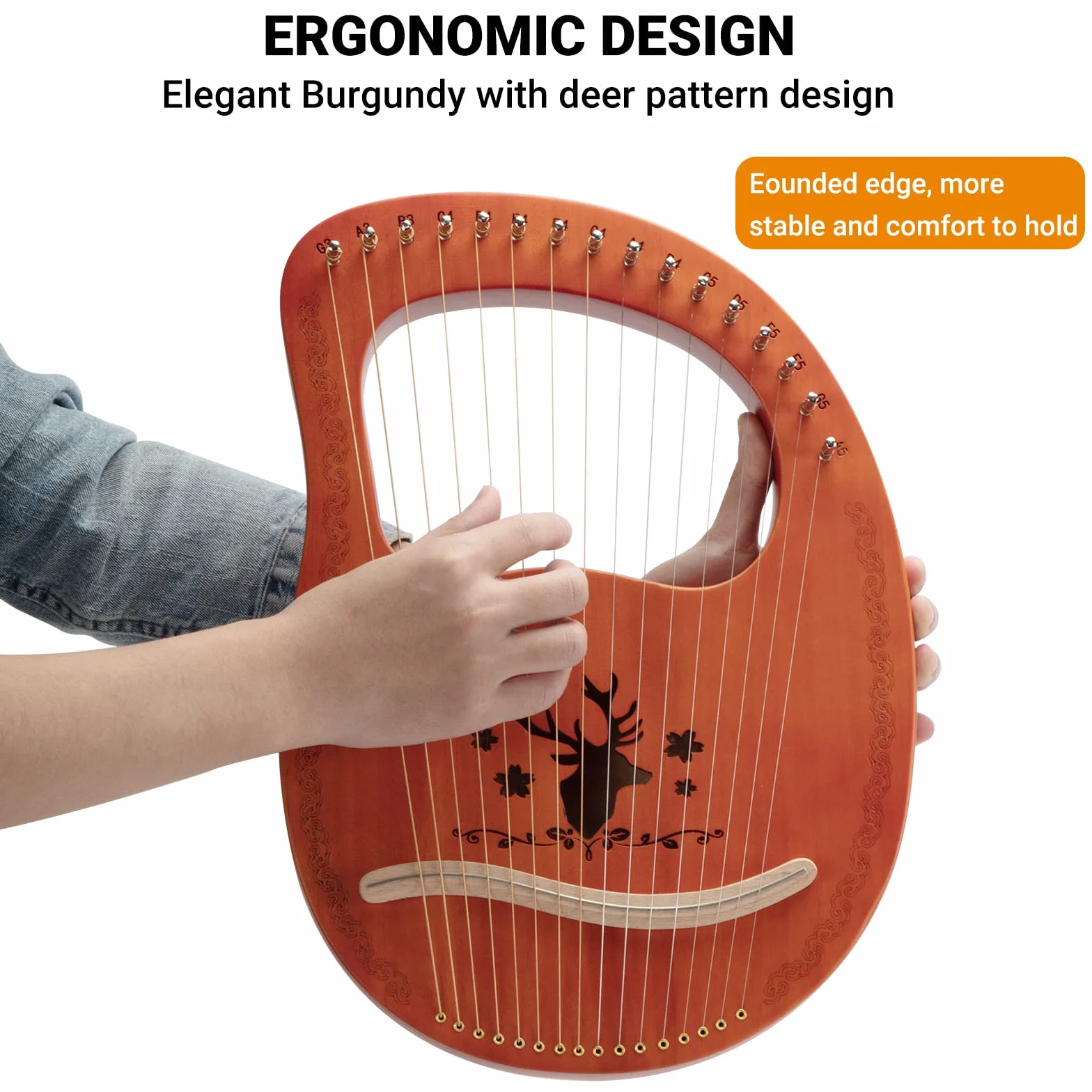Arpa Lira 16 Corde Portatile In Mogano, Lyre Harp con Borsa Per Il Trasporto Sostituire Set di Corde, Arpa Celtica Strumento Musicale Per Gli Amanti Della Musica Principianti Bambini Adulti