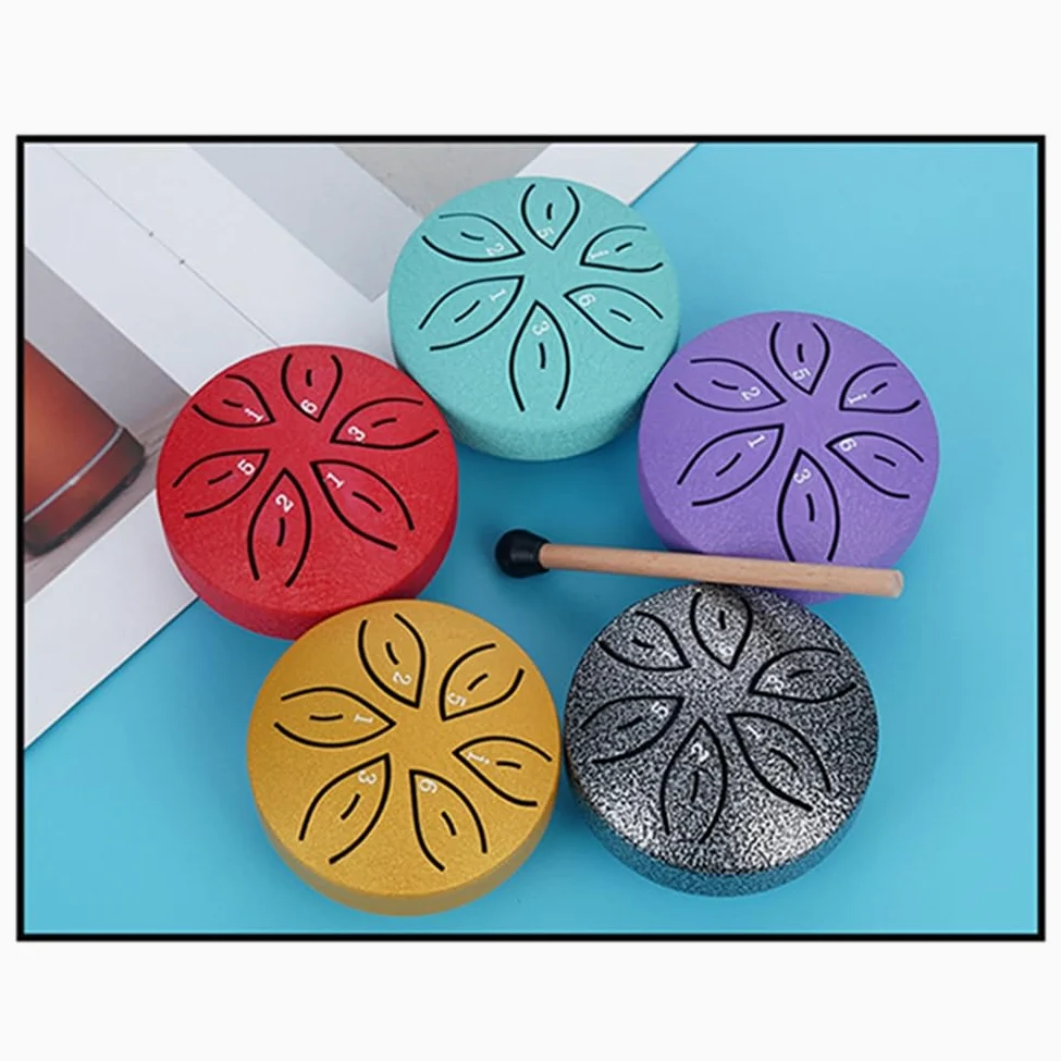 Strumenti Musicali per Bambini Strumenti Orff Artigianato Mini Tamburo Cavo 3 Pollici 6 Toni Rosso