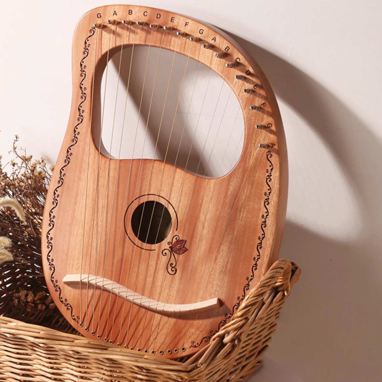Strumento lira, arpa lira,Strumento a corde per arpa Lyra con | corpo in mogano e 16 corde | Robusta in mogano, strumento a orchestrale professionale per gli amanti della musica
