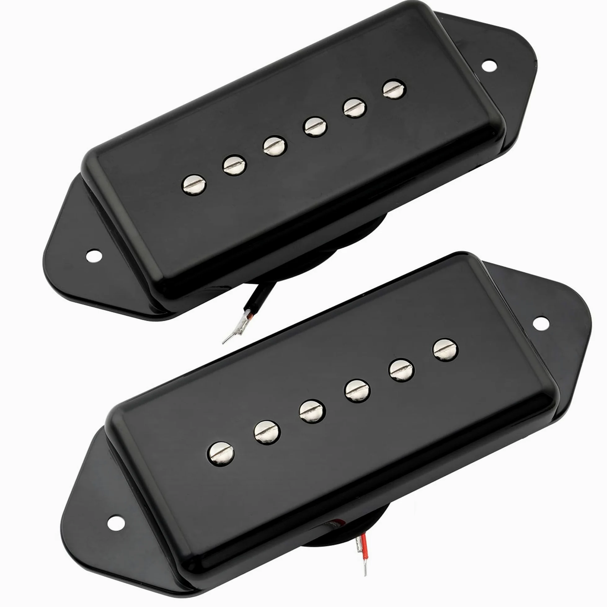 Artec ASA91 Alnico 5 P90 Dog Ear Set Pick Up Single Coil Manico Ponte Nero | per Chitarra Elettrica