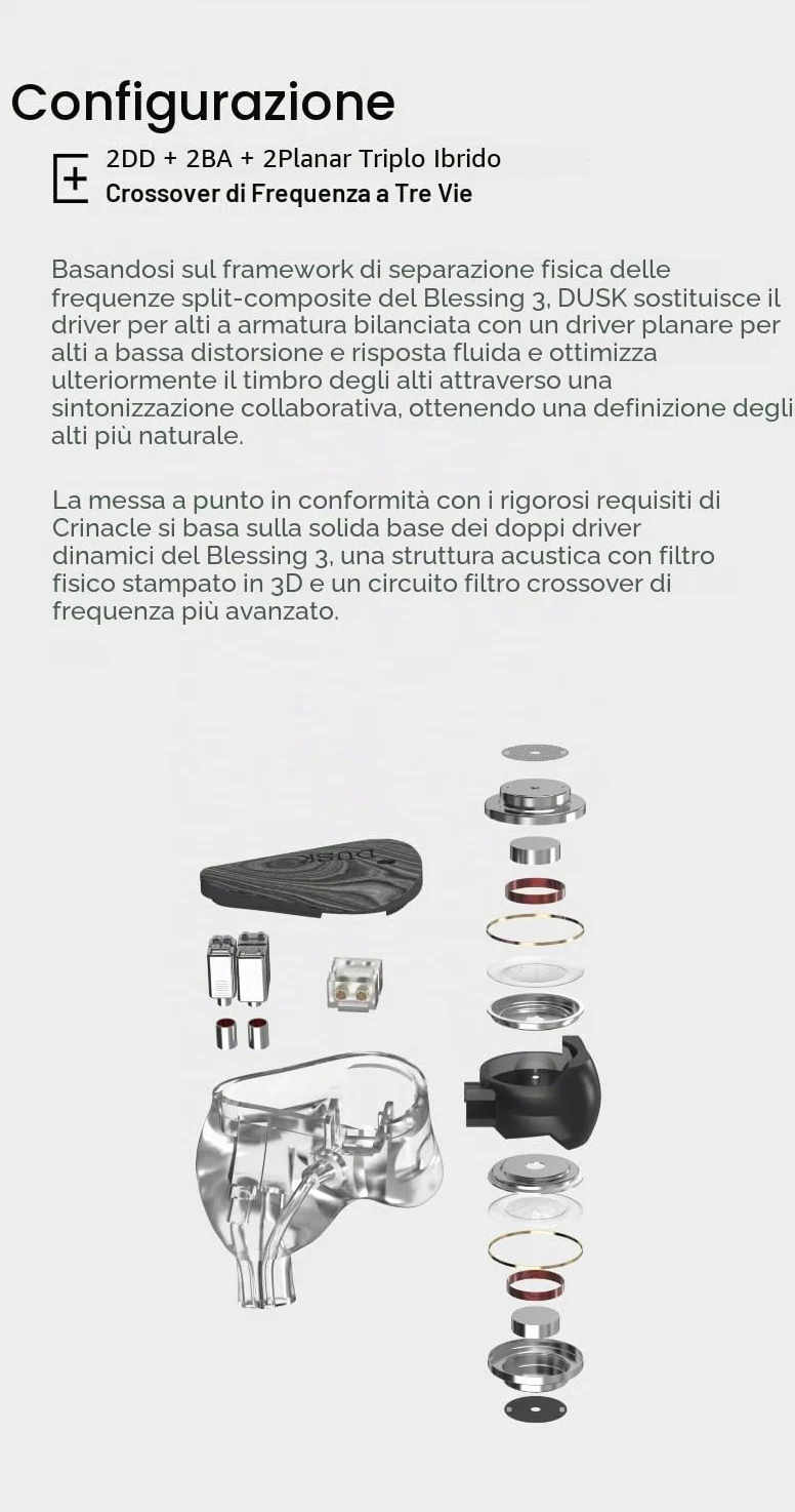 Moondrop Crinacle Dusk IEMs 2DD+2BA+2Planar Cuffie con 0,78 2 Pin 3,5mm/USB-C Plug