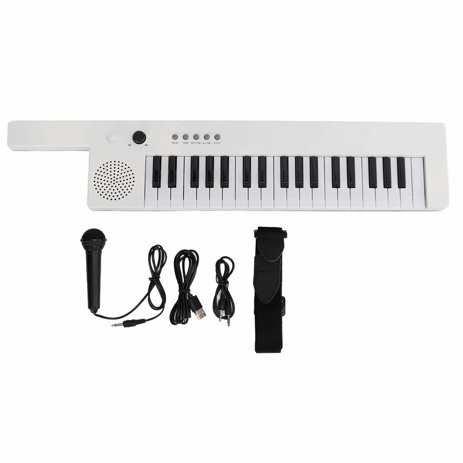 Tastiera Elettronica a 37 Tasti Tastiera Elettronica, Pianoforte Elettronico Pianoforte per Chitarra Portatile Organo Mini Keytar Strumento Musicale (BF-3755 bianco)