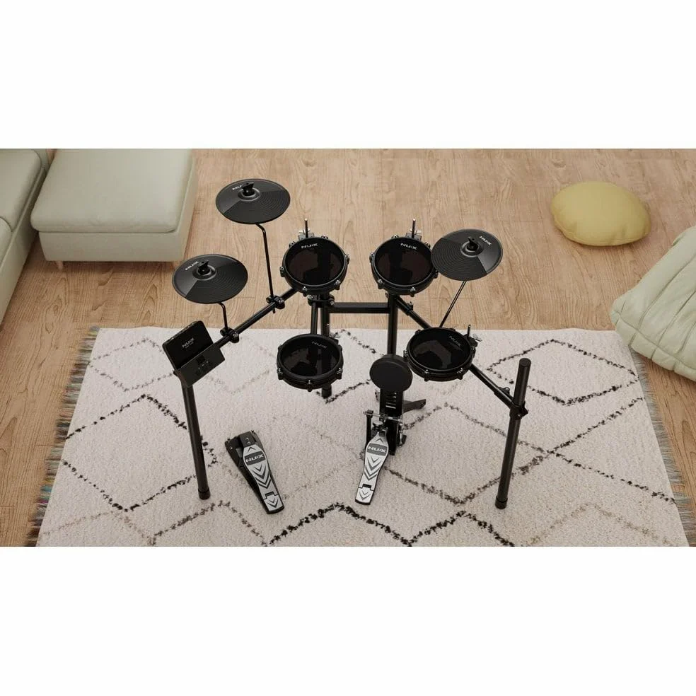 NU-X | DM-110 Batteria digitale compatta elettrica con teste a rete e interfaccia audio USB Bluetooth App Drum Touch per editing profondo pad a doppia zona e grancassa ideale per tutti i livelli