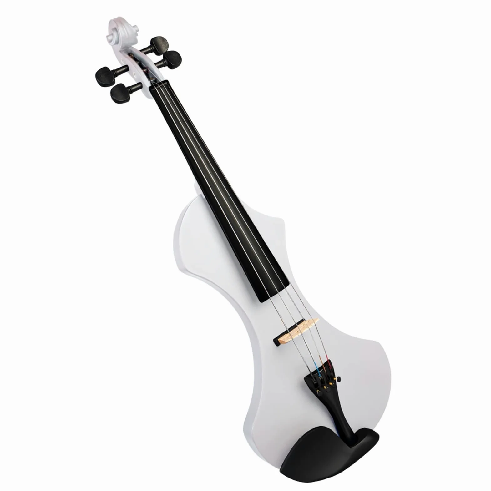 Violino Elettrico 4/4 Bianco Opaco Full Size in Legno Massello Set di Violino Elettronico/Silenzioso con Arco per Violino Custodia per Violino Corde per Violino Violini per Studenti