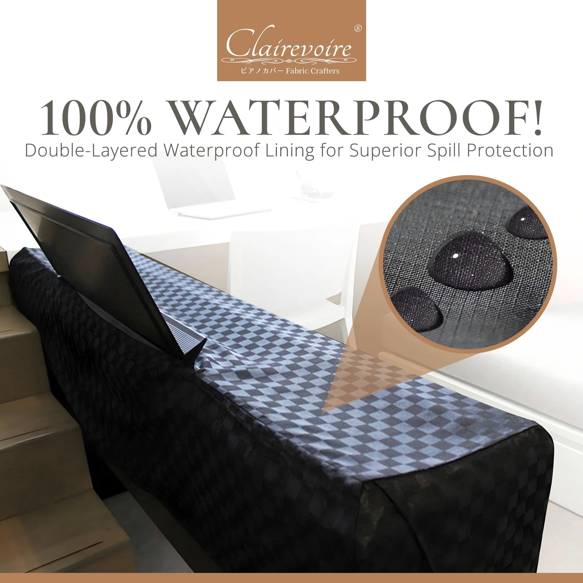Copertura per pianoforte digitale Clairevoire [Nero Ebano] per tastiere con 88 tasti | Adatta a Yamaha P125 P115 P105 P85 P45 | PX150 PX160 PX360 PX560 PXA100 PX5S CDP130 CDP230 (impermeabile)