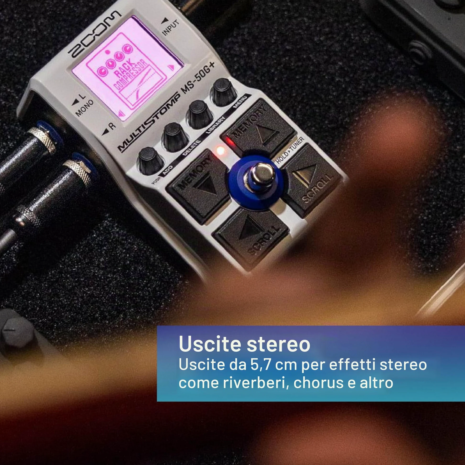 Zoom - MS-50G+ - Pedale Effetti Chitarra, Pedale Singolo, 100 effetti, Uscite Stereo, Accordatore, Dotato di Drive, Modulazioni, Ritardi, Riverberi, Compressori e altro ancora