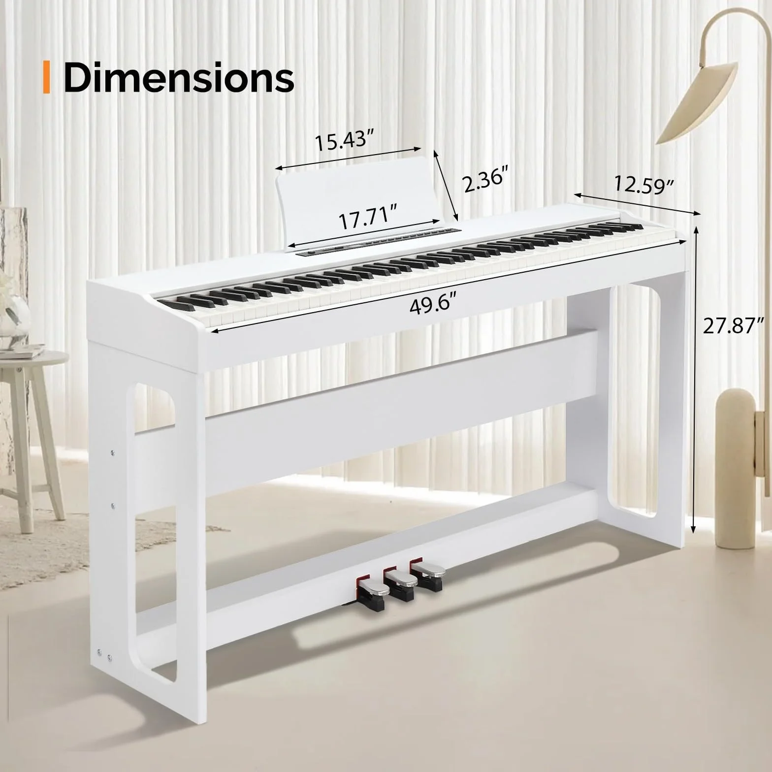 LALAHO E-Piano 88 tasti pesati, pianoforte digitale per principianti, tastiera piano con unità 3 pedali, MIDI-USB, doppio Bluetooth, altoparlanti stereo, 128 toni e ritmi, bianco
