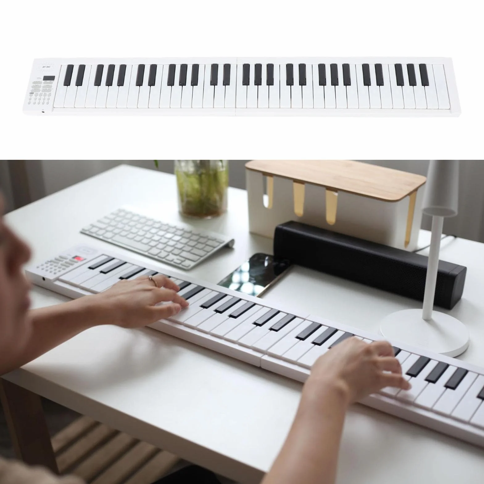Pianoforte Pieghevole a 61 Tasti, Tastiera Elettrica con Tasti di Dimensioni Standard, Funzione di Registrazione, Tastiera per Pianoforte Digitale per Principianti