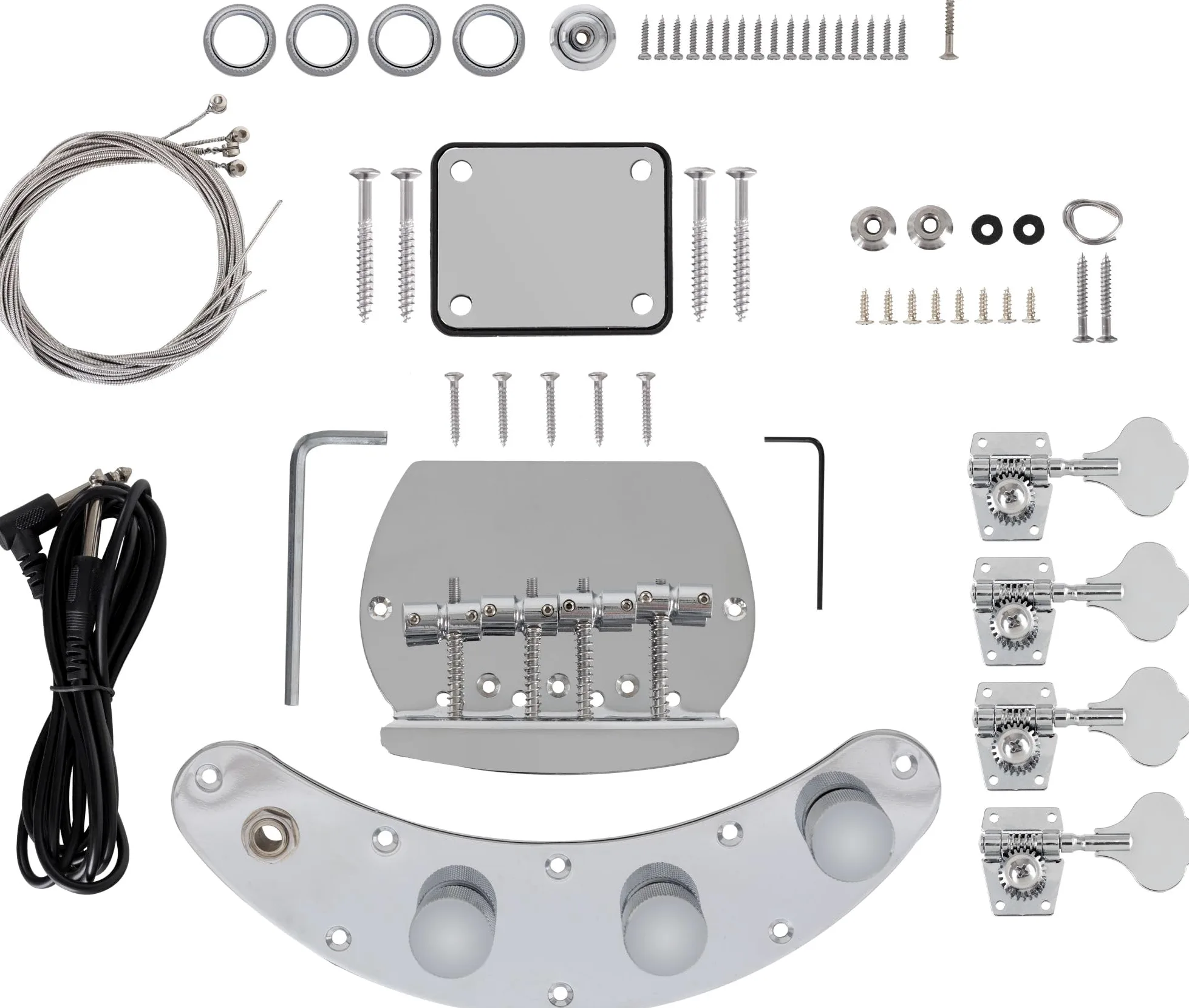 Rocktile Kit Basso Elettrico MM-Style, Corpo: Paulownia, 21 tasti | Manico: acero avvitato, Tastiera: palissandro, Pickup: 1x Humbucker, Dot Inlays, Meccaniche cromate open back, Peso: 4, 2 kg