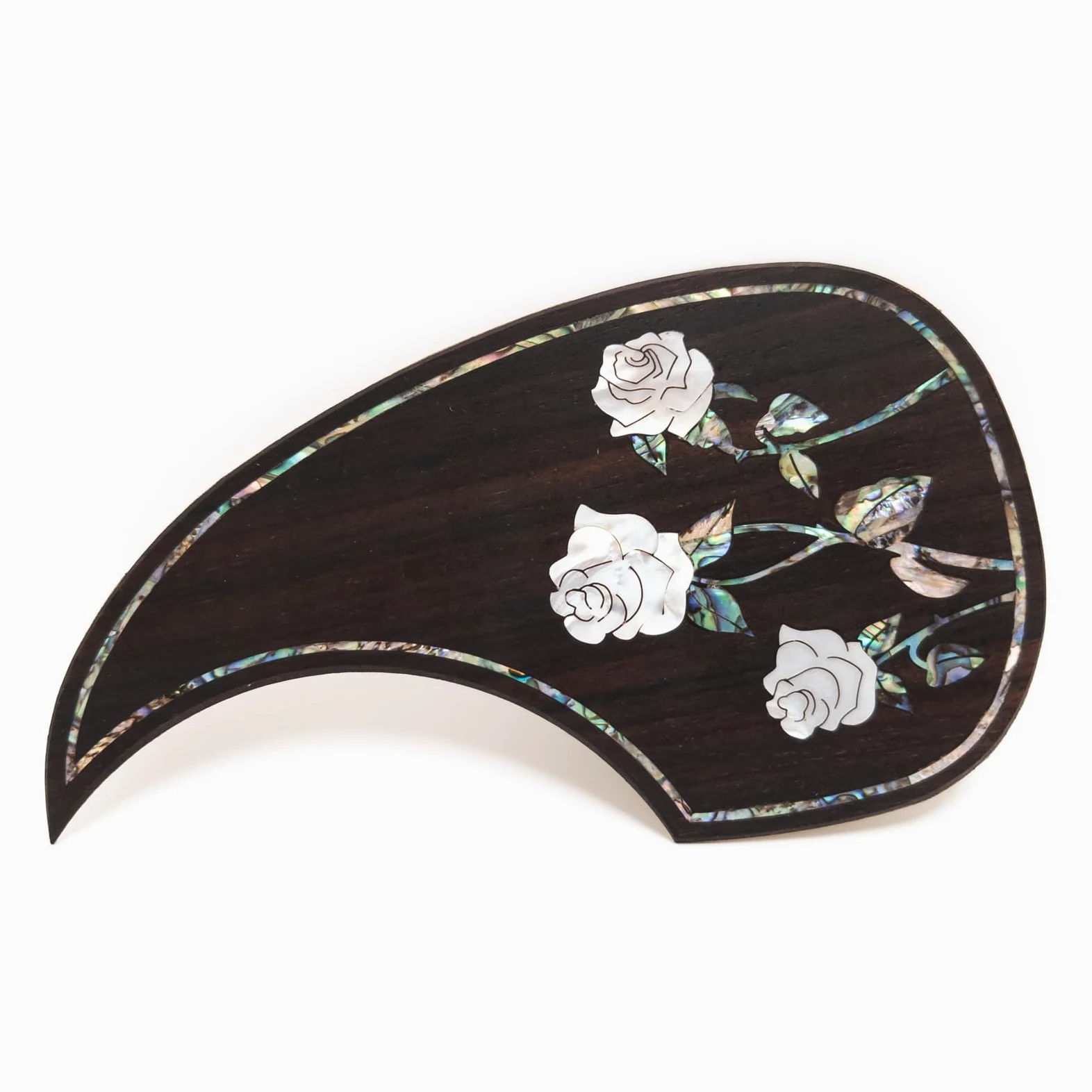 Battipenna per chitarra acustica in legno massello con intarsio in abalone e rosa Whisper autoadesivo per Martin D-45, adatto alla maggior parte dei modelli da 101,4 a 104 cm, per modelli da 91,4 cm