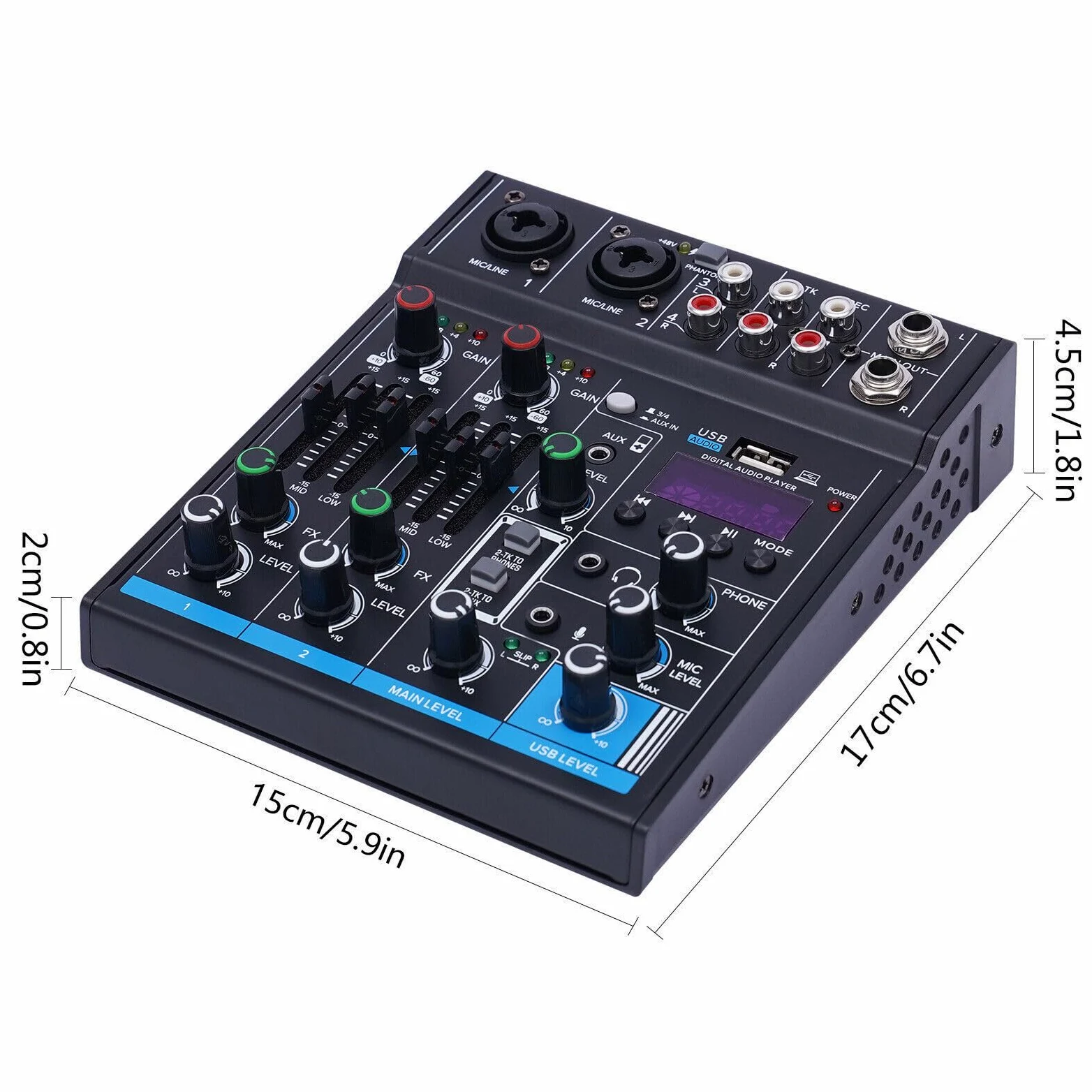 Mixer audio a 4 canali, mixer Bluetooth USB Live Studio Audio Mixer Console DJ Soundboard, mixer audio professionale per registrazioni, streaming live