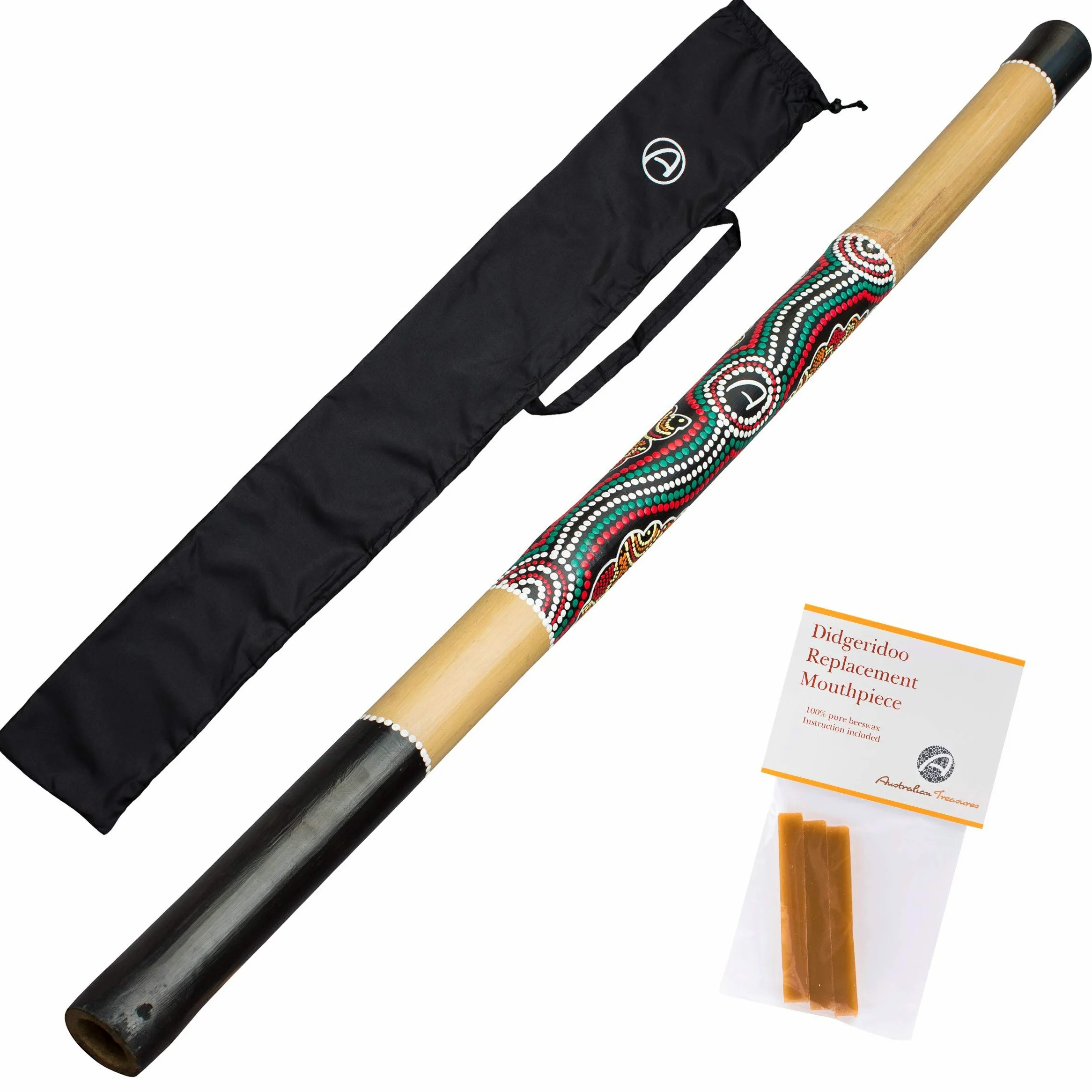 DIDGERIDOOO 120cm - dipinta a mano - compresa la cera d'api e la borsa didgeridoo. Didgeridoo per principianti