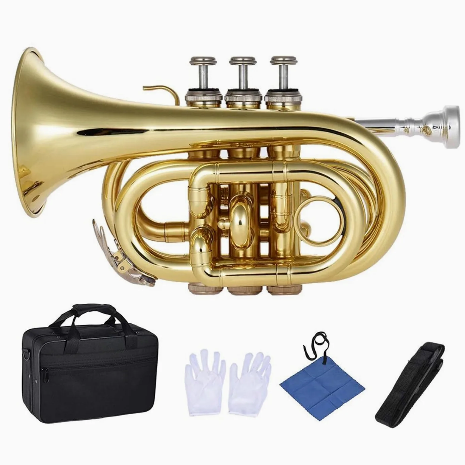 Trombette Mini Tromba Tascabile Sib Flat Strumento A Fiato In Ottone Guanti Custodia Per Il Trasporto Tromba Standard Professionale