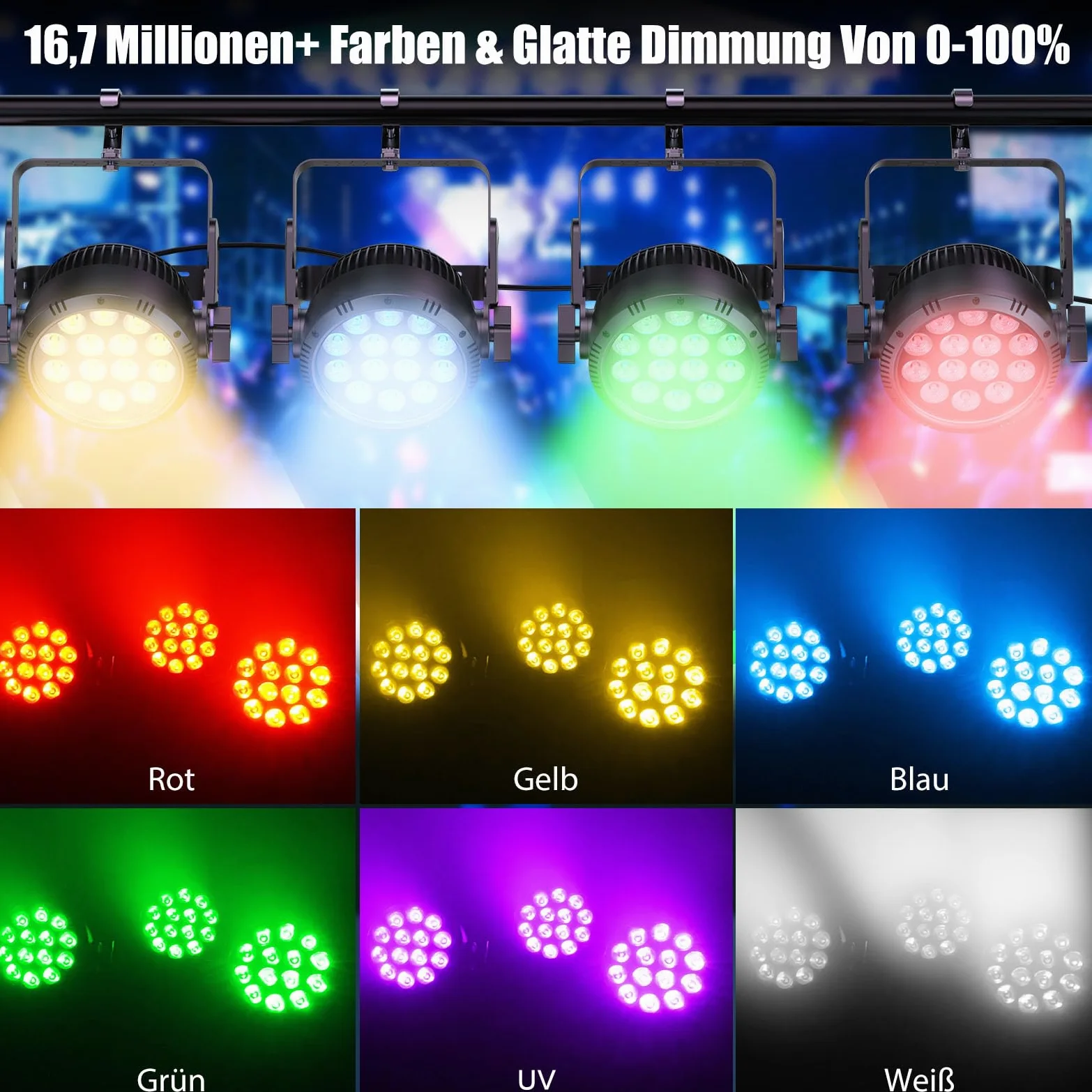 2PCS 210W Par LED IP65, RGBW 14 LED Luce Scena Impermeabili Controllo D MX 4/9CH, Dimmer 0-100% illuminazione da palco per Discoteca show Festa Scena Performance nei Giorni di Pioggia