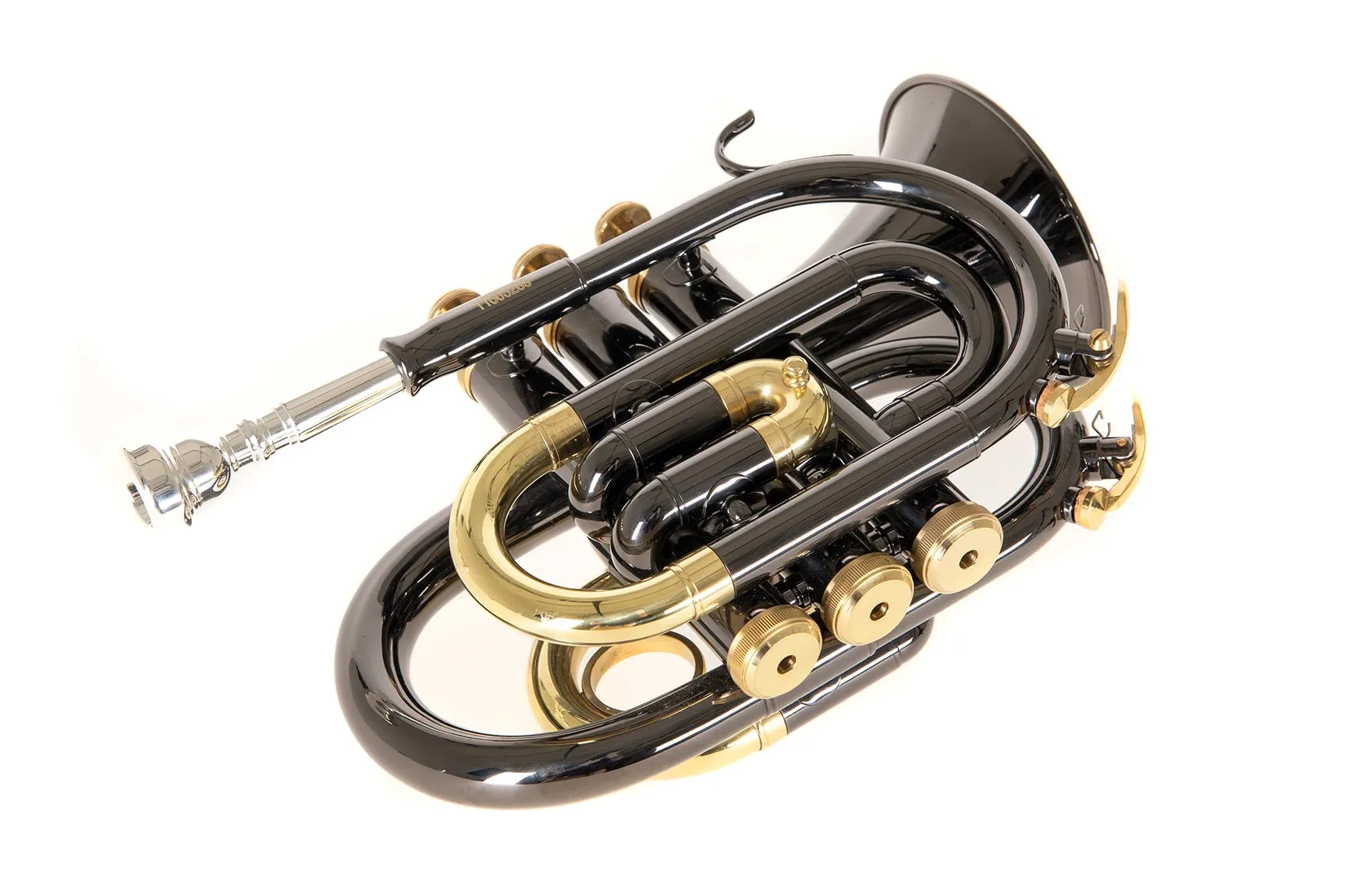 Roy Benson Bb pocket trumpet PT-101K (campana in ottone di precisione, leadpipe in ottone dorato, tromba tascabile di qualità, inclusa custodia protettiva rettangolare), Antracite