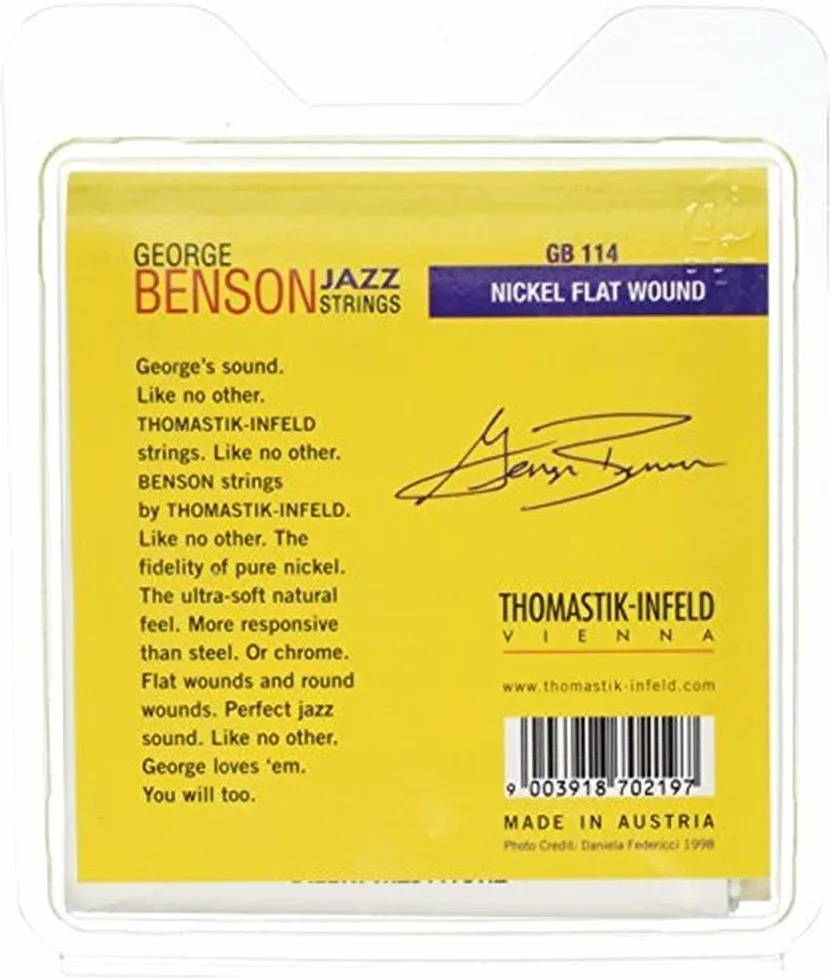 Thomastik-Infeld, Corde per chitarra elettrica George Benson Jazz Guitar, Set, GR114, Heavy nickel flatwound, .014 - .055fw