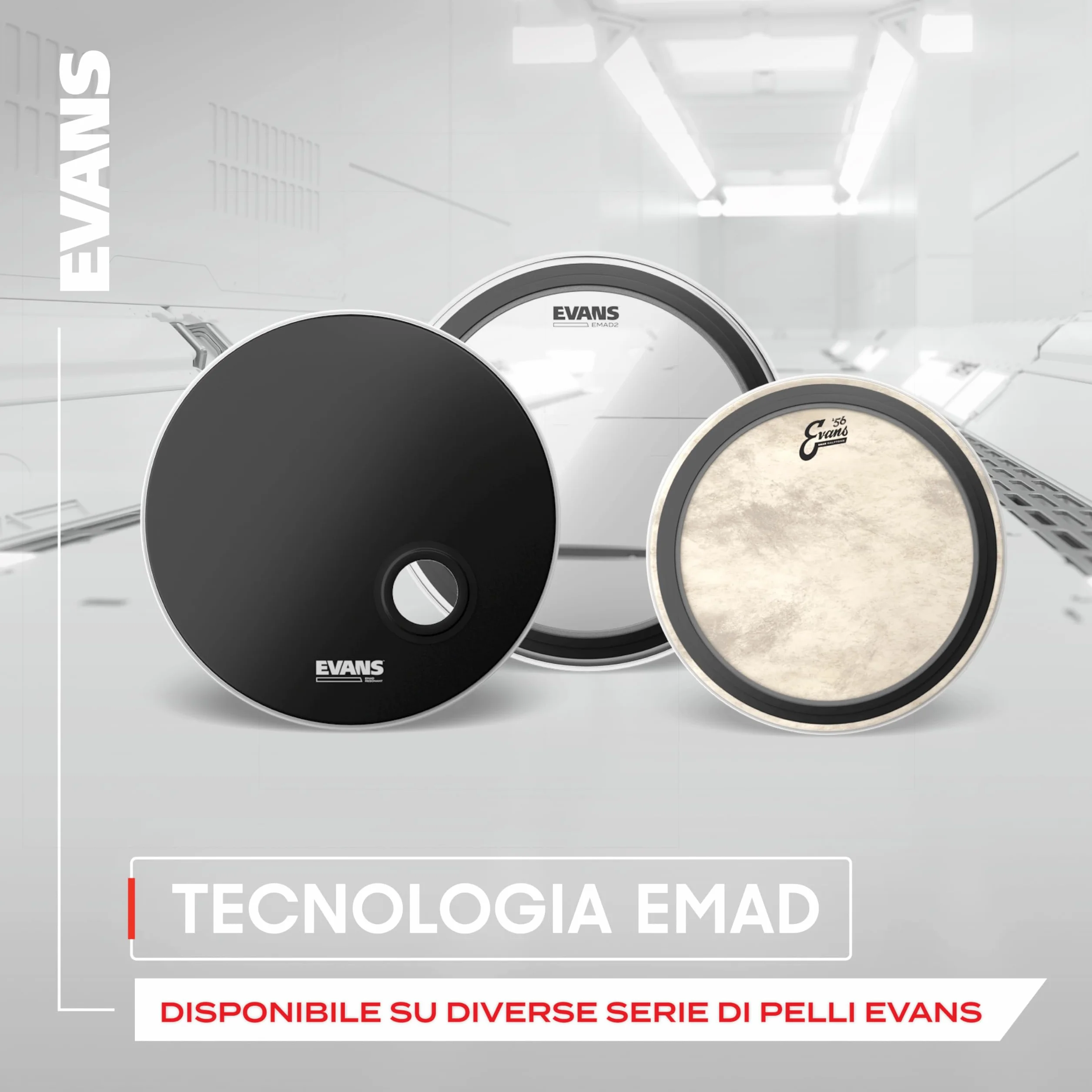 Evans EMAD2 Clear, 22", BD22EMAD2, Bass Drum Batter - Pelle del tamburo basso