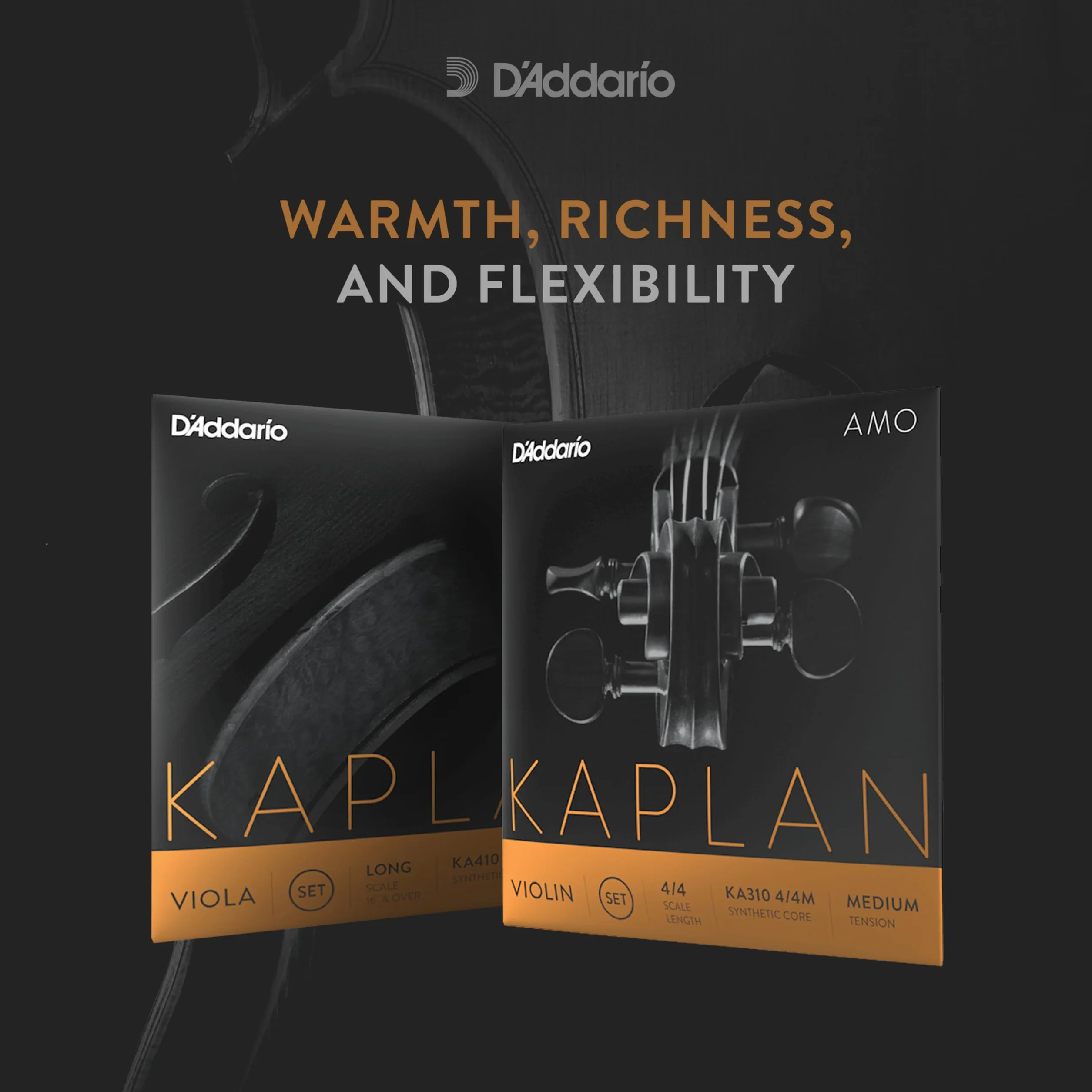 D'Addario Kaplan Amo - Set di corde per violino, scala 1/4, tensione media