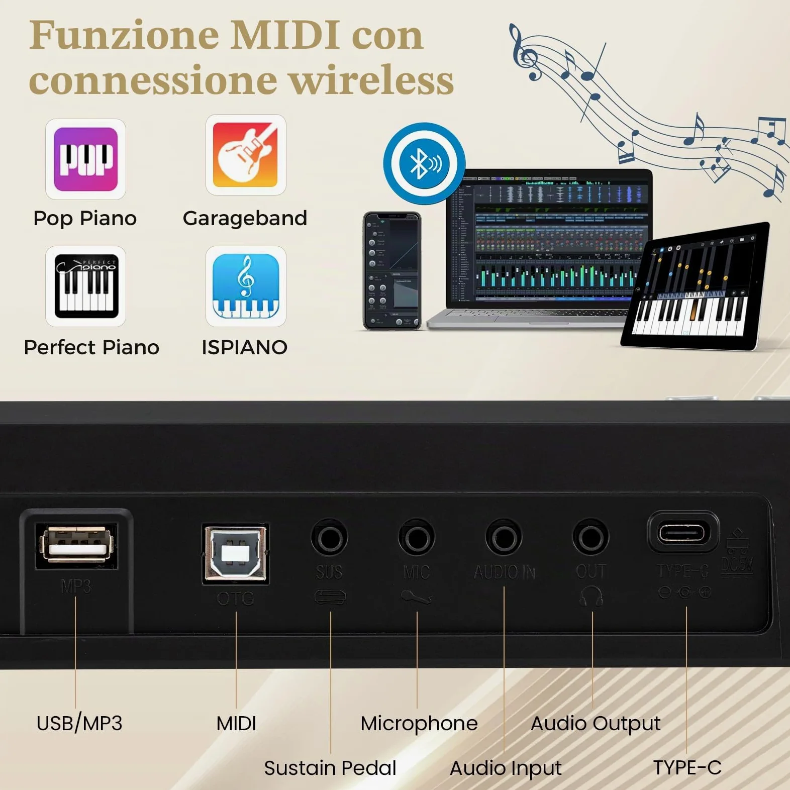 KOMFOTTEU Pianoforte Digitale 88 Tasti Pieghevole con Borsa e Microfono | Tastiera Elettronica con 1000 Suoni, 1000 Ritmi e 150 Canzoni Demo, Facile da Trasportare, Nero