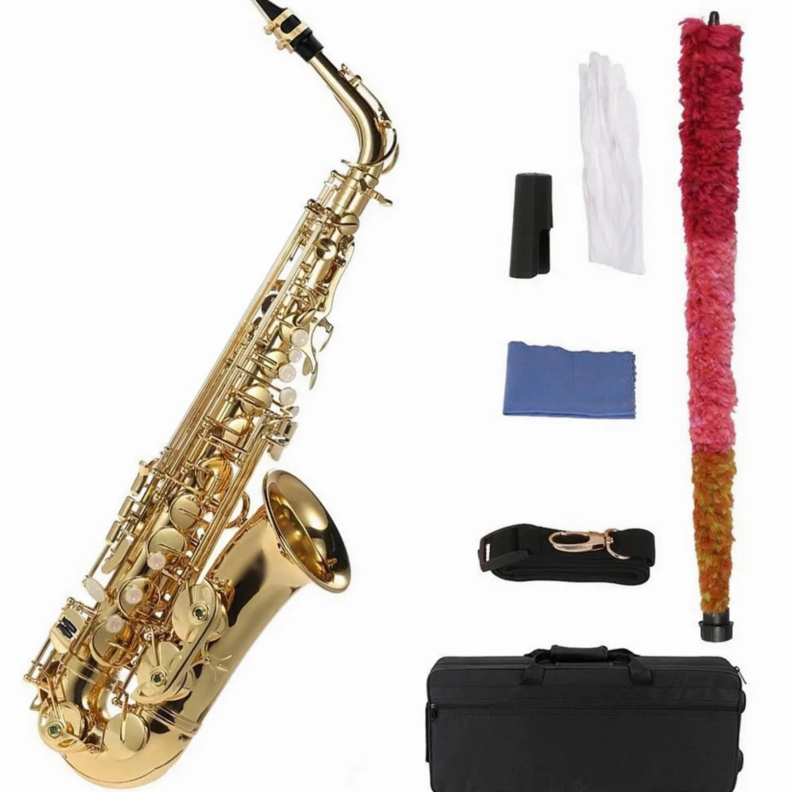 sassofono Mi Bemolle Mib Sassofono Contralto Ottone Laccato Sax Strumento A Fiato Con Custodia Accessori Per Sassofono (Color : Gold)