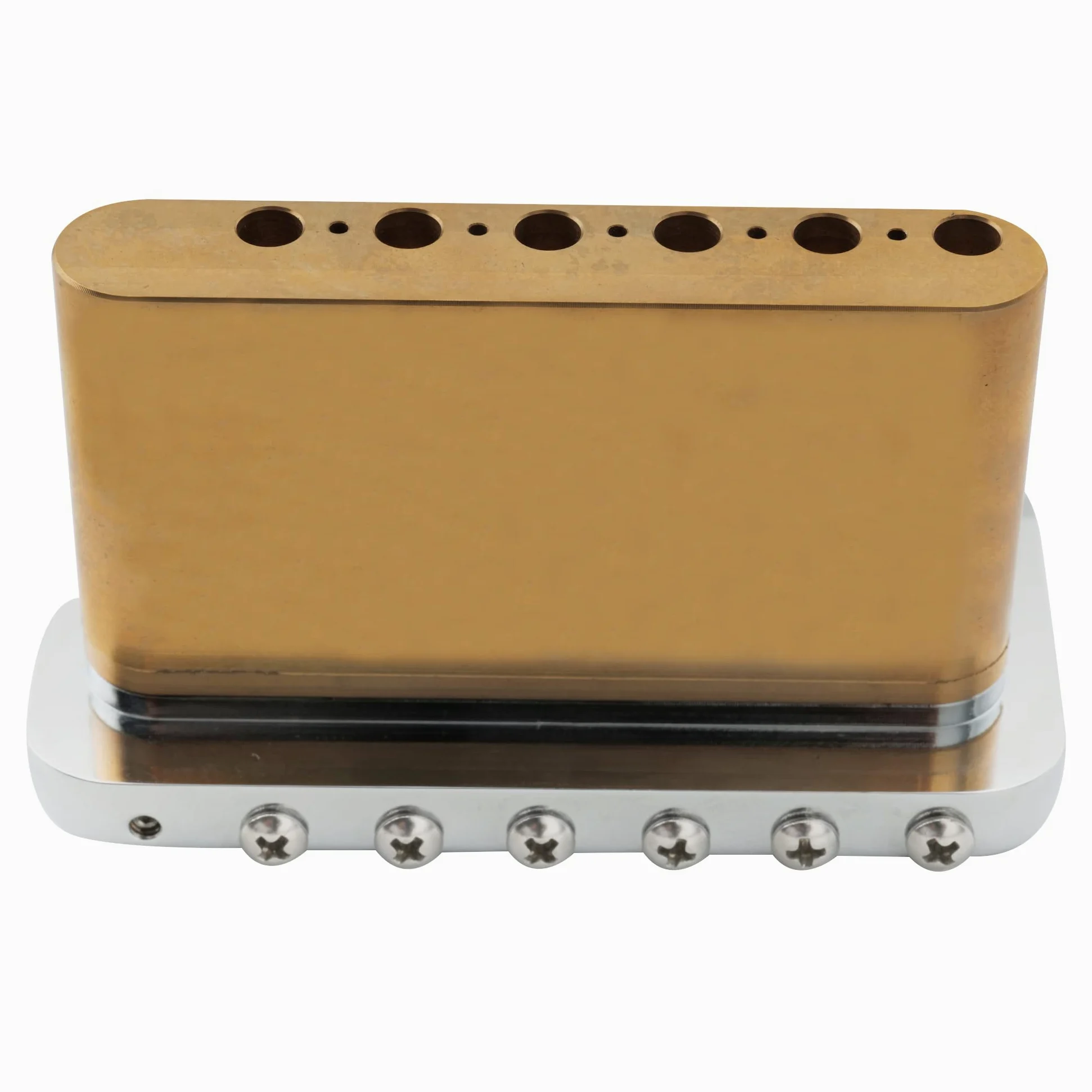 Musiclily Ultra 52,5 mm Solido Ottone Stile Ponte Tremolo 6 Viti Knife Edge per Chitarra Elettrica Tipo Strat, Hybrid
