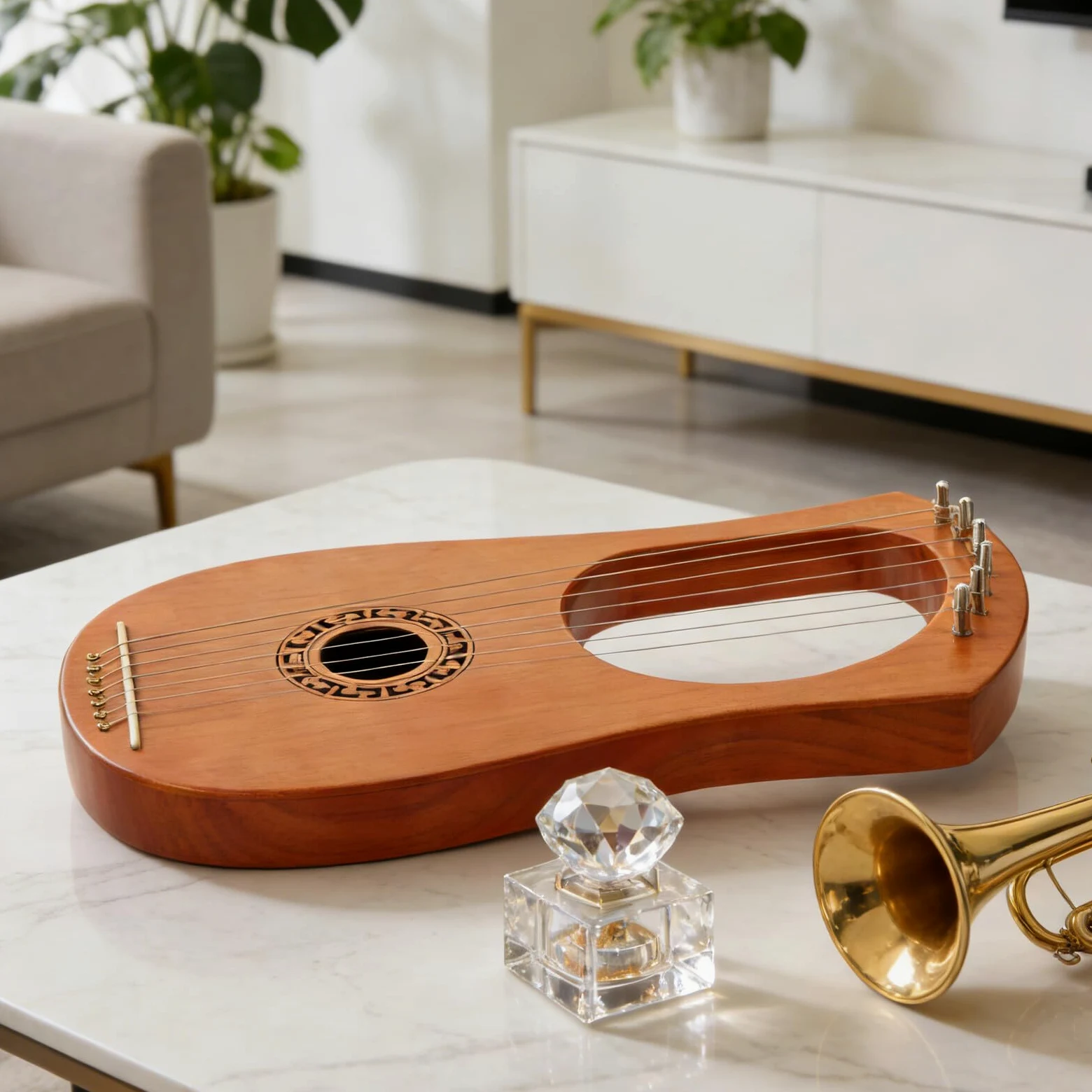 Beaupretty Arpa Lira Portatile in Legno a 7 Corde per Principianti e Adulti, Piccolo Strumento Musicale a Lira, Strumento Multiuso per Educazione Musicale e Intrattenimento