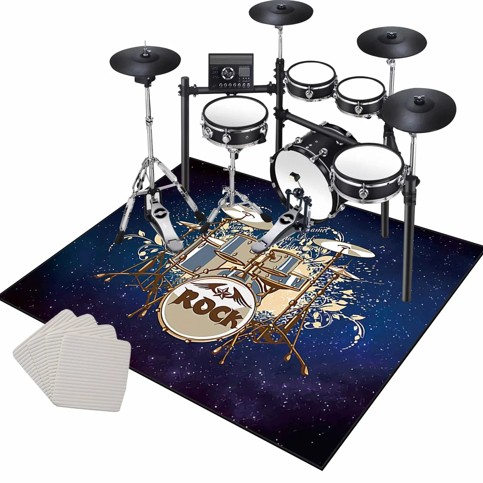 Tappeto per Batteria Professionale Tappetino Insonorizzato 120 x 80 cm Tappeto Drum Tappeto a Tamburo Tappetino per Batteria Elettronica Tappetino per Tamburo Insonorizzato Tappetini per Batterie