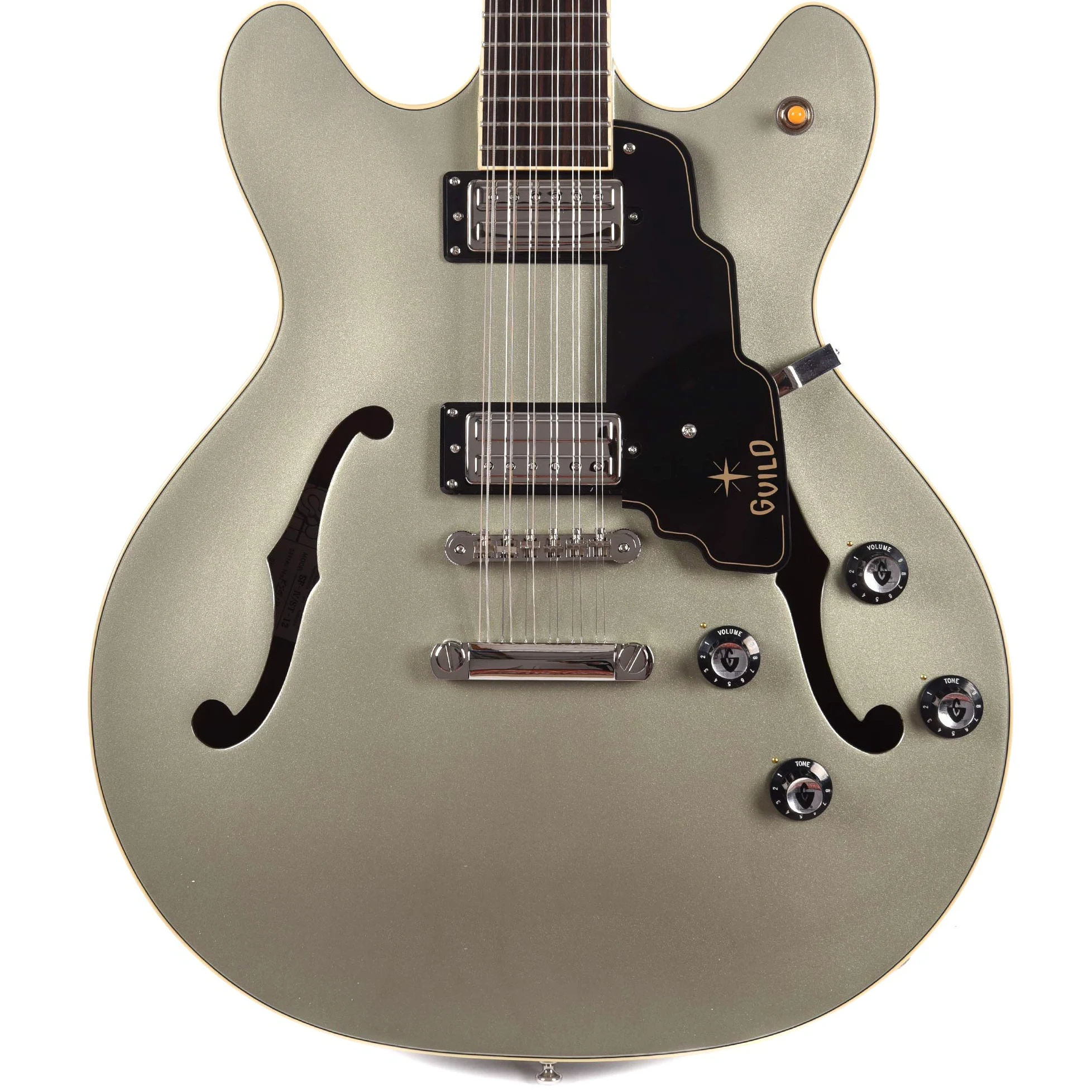 Guild Guitars Starfire IV ST Chitarra elettrica a 12 corde, corpo semi-cavo, in Shoreline Mist, Double Cut w/stop tail, collezione Newark St., con custodia rigida