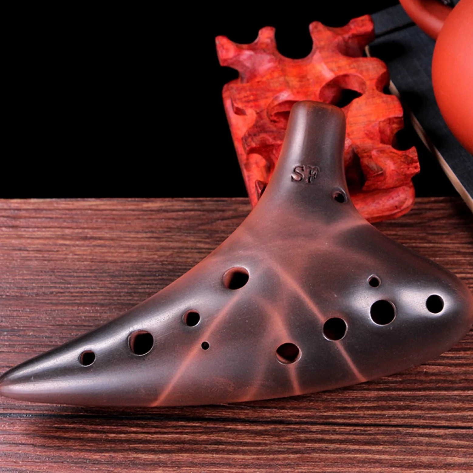 Ocarina a 12 fori con tonalità F acuta Tipo di gioco professionale Ocarina di sabbia viola Strumento musicale Strumento ocarina