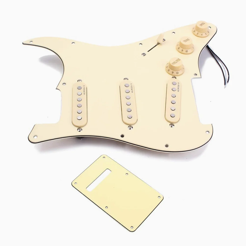 1 set di pickup cablati con piastra posteriore fai da te per chitarra Strat E