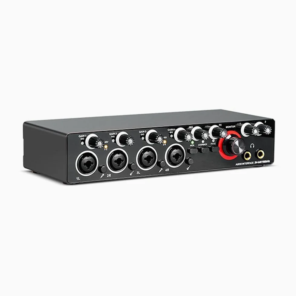 Orton Regolatore di volume da studio di registrazione a 4 canali con scheda audio di registrazione per la registrazione del doppiaggio di bande di canto Kit di apparecchiature di trasmissione in