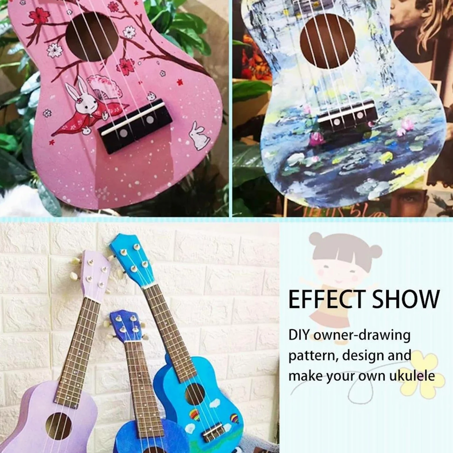 Ukulele per principianti Kit Di Materiali Per Ukulele Kit Di Strumenti Domestici Per Pittura A Colori Fai-da-te Creativi Fatti A Mano