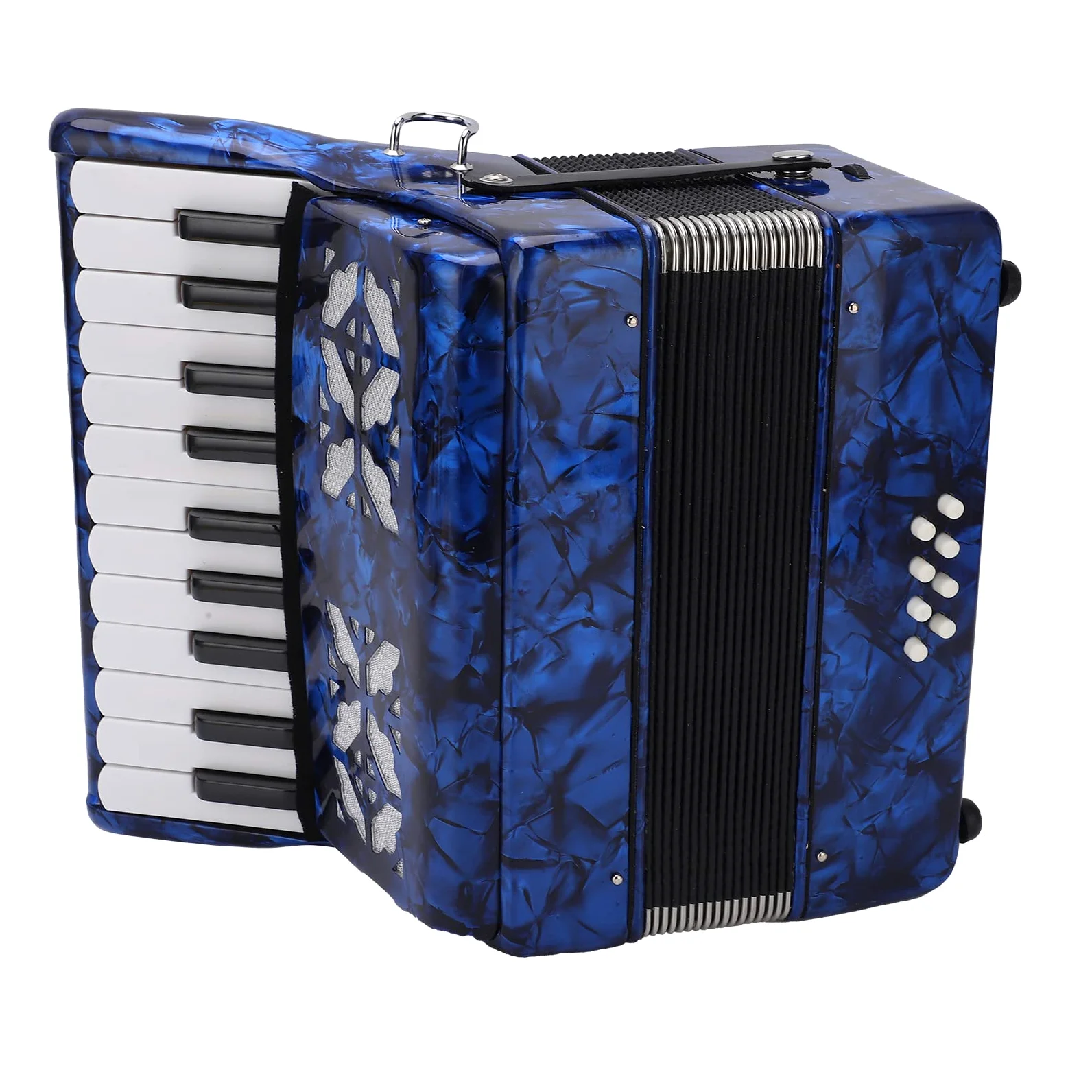 Tissting Fisarmonica Giocattolo 22 Tasti 8 Bassi, Strumento Musicale in Celluloide con Cinture Regolabili per Principianti e Bambini, Ideale per Esibizioni Domestiche e sul Palco (Dark Blue)