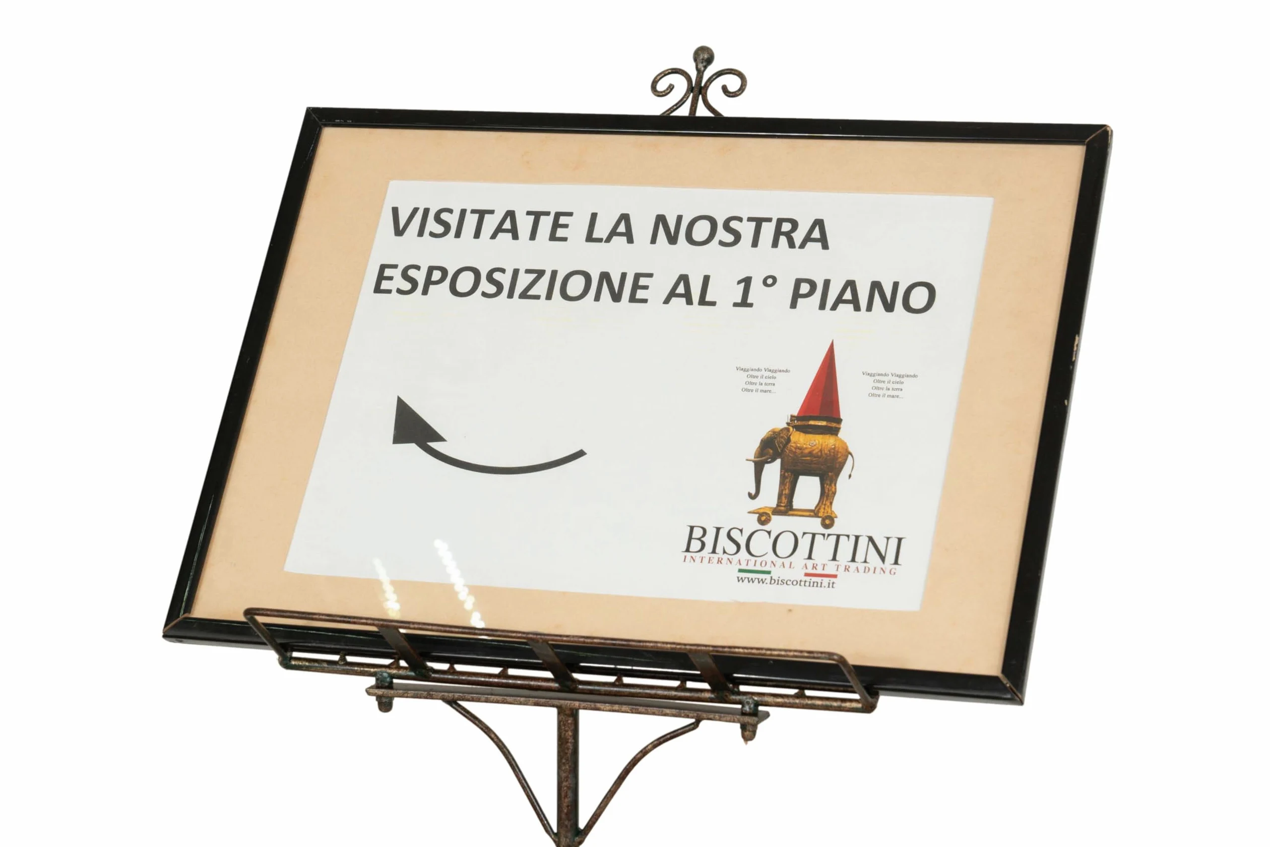 Biscottini Leggio Musicale in Ferro battuto da Pavimento L46,5xPR33xH139 - Leggio Porta Menu - Cavalletto Espositore Pubblicitario Pieghevole - Portamenu Ristorante - Leggio per Libri da Tavolo