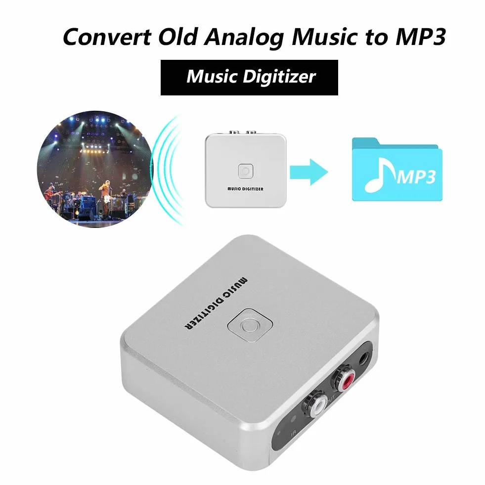 VBESTLIFE Registratore audio, digitalizzatore musicale per canali sinistro e destro, digitalizzatore MP3 disco U/scheda SD da 128 Kbps con porte 3,5 mm e IN