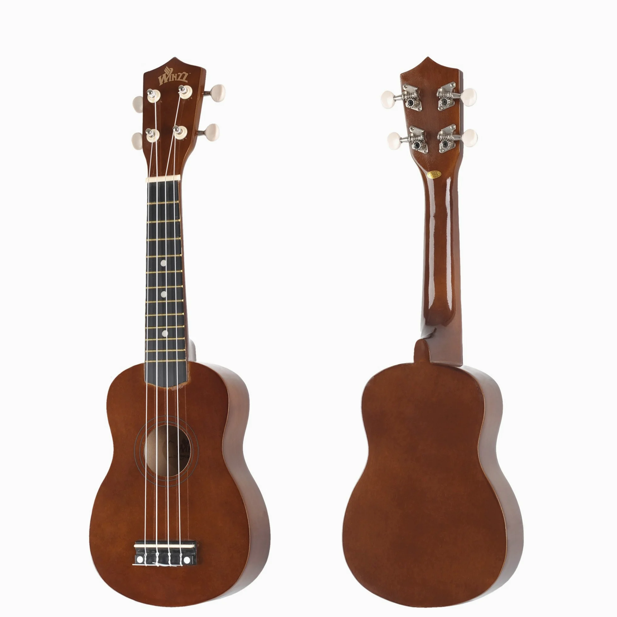 Winzz Ukulele Soprano Legno, Ukulele Bambini, Adulti 21 Pollici, Principianti Kit con 9 Accessori, Scuola Media (Colore: Marrone)
