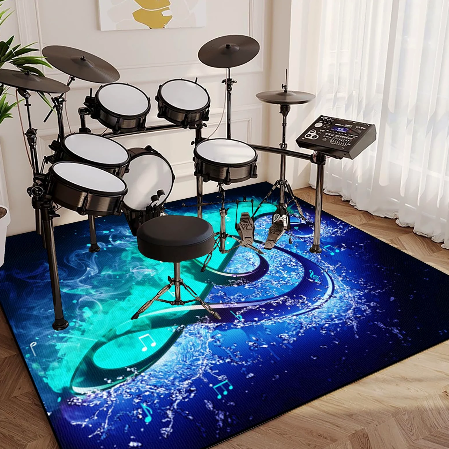 Tappetino per Batteria e Percussioni - Tappeto a Tamburo Insonorizzato - Tappeto per Batteria - Tappeti Rettangolari Antiscivolo per Batteria Elettroniche Rullante Acustica Grancassa 120 x 80 cm