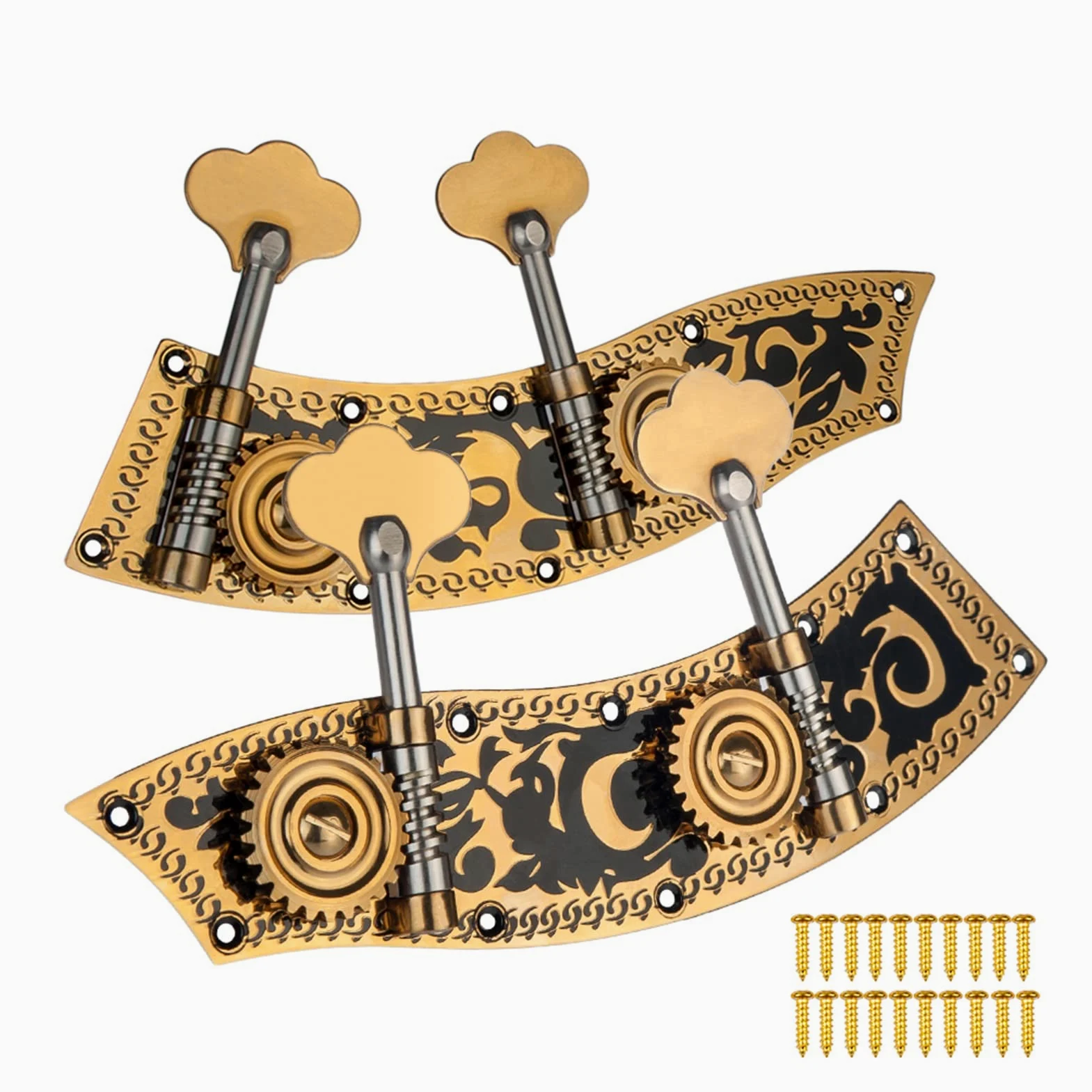 Meccanico accordatore Abbaviato Double Bass Dual Tuning Tuner Tuner Tester Machine Testa 2 Sinistra 2 Destra Per 4/4 3/4 Accessori Per Violino Doppio Basso