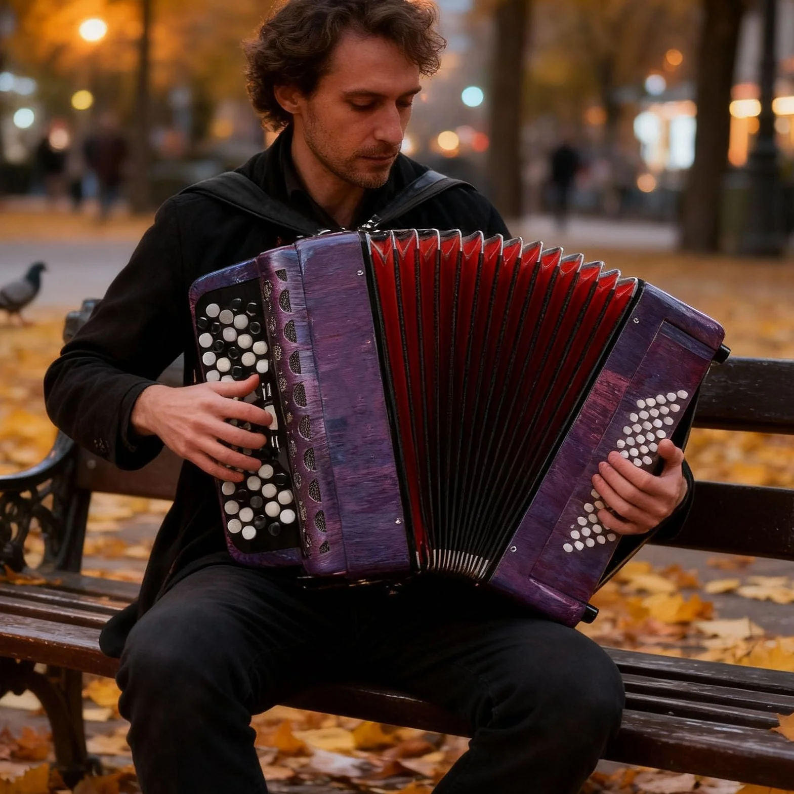 Eujgoov Fisarmonica Cromatica a Bottoni Professionale 62 Tasti 60 Bassi con Tracolla Regolabile e Zaino Portatile Viola