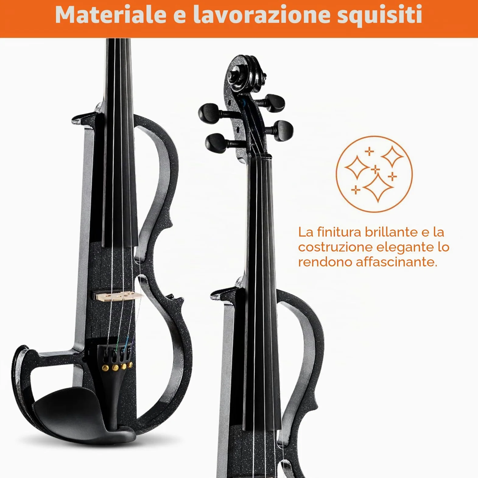 Vangoa Elettrica Silenzioso Violino 4/4 Full size Legno D'acero Violini per Principianti Studenti Adulti Adolescenti con Kit di Partenza, Nero