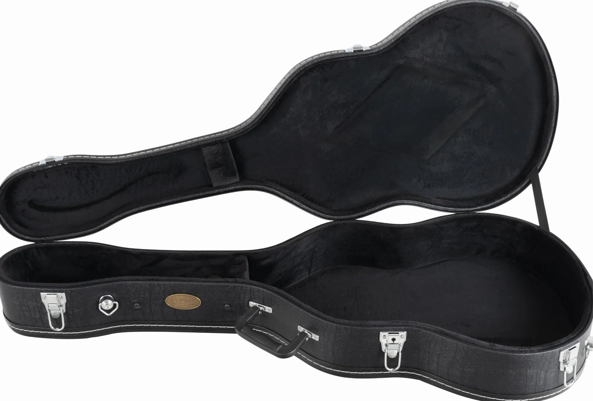 ROCKTILE Custodia Deluxe Per Chitarra Classica - Custodia Robusta Per Chitarra Classica E Da Concerto - Pelle Sintetica Con Morbida Fodera Interna - Scomparto Integrato E Maniglia - Bloccabile - Nero