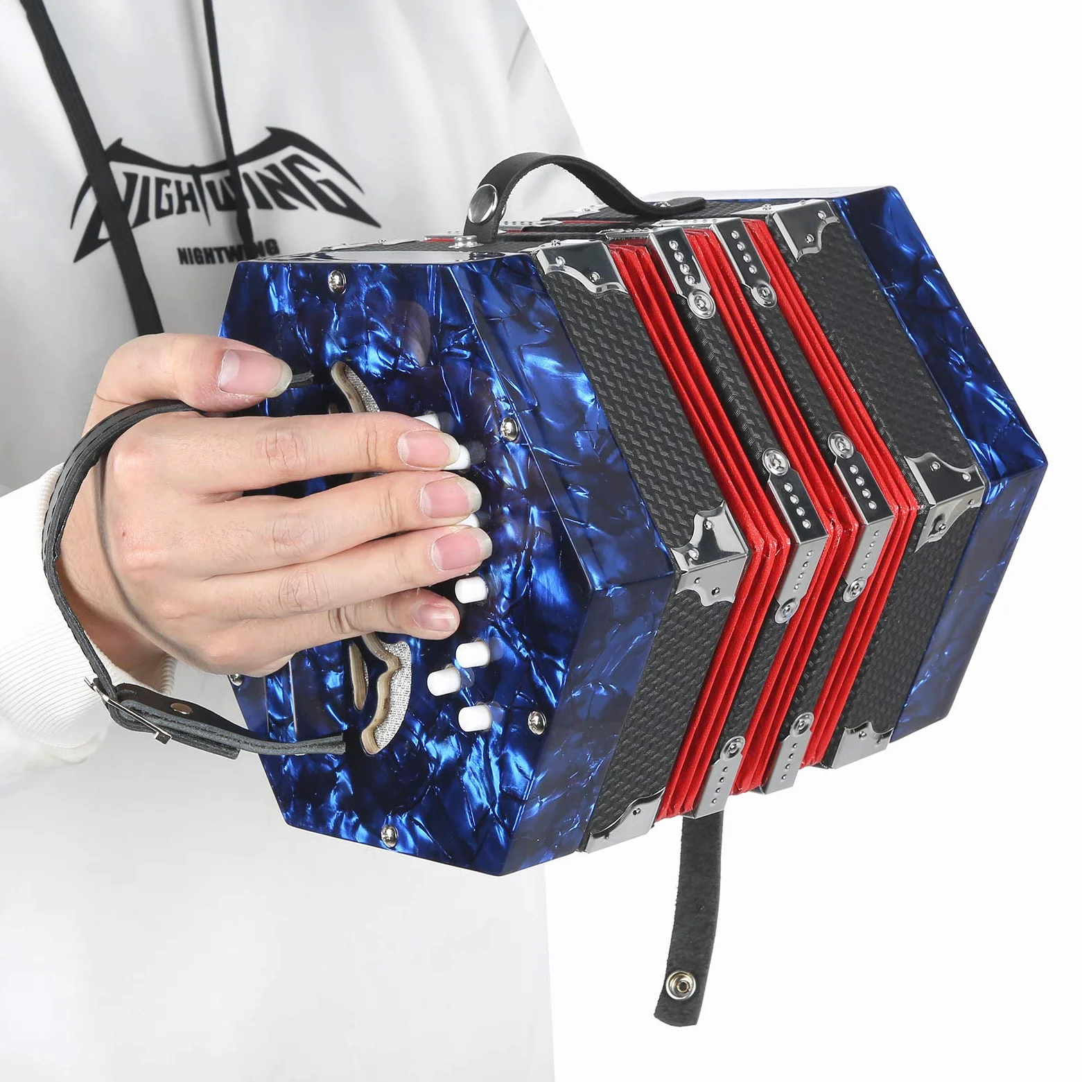 Farticella per cinturino a mano regolabile Sustvita, concertina professionale con design ergonomico, elegante borsa da trasporto e timbro ricco per musicisti (Royal Blue)