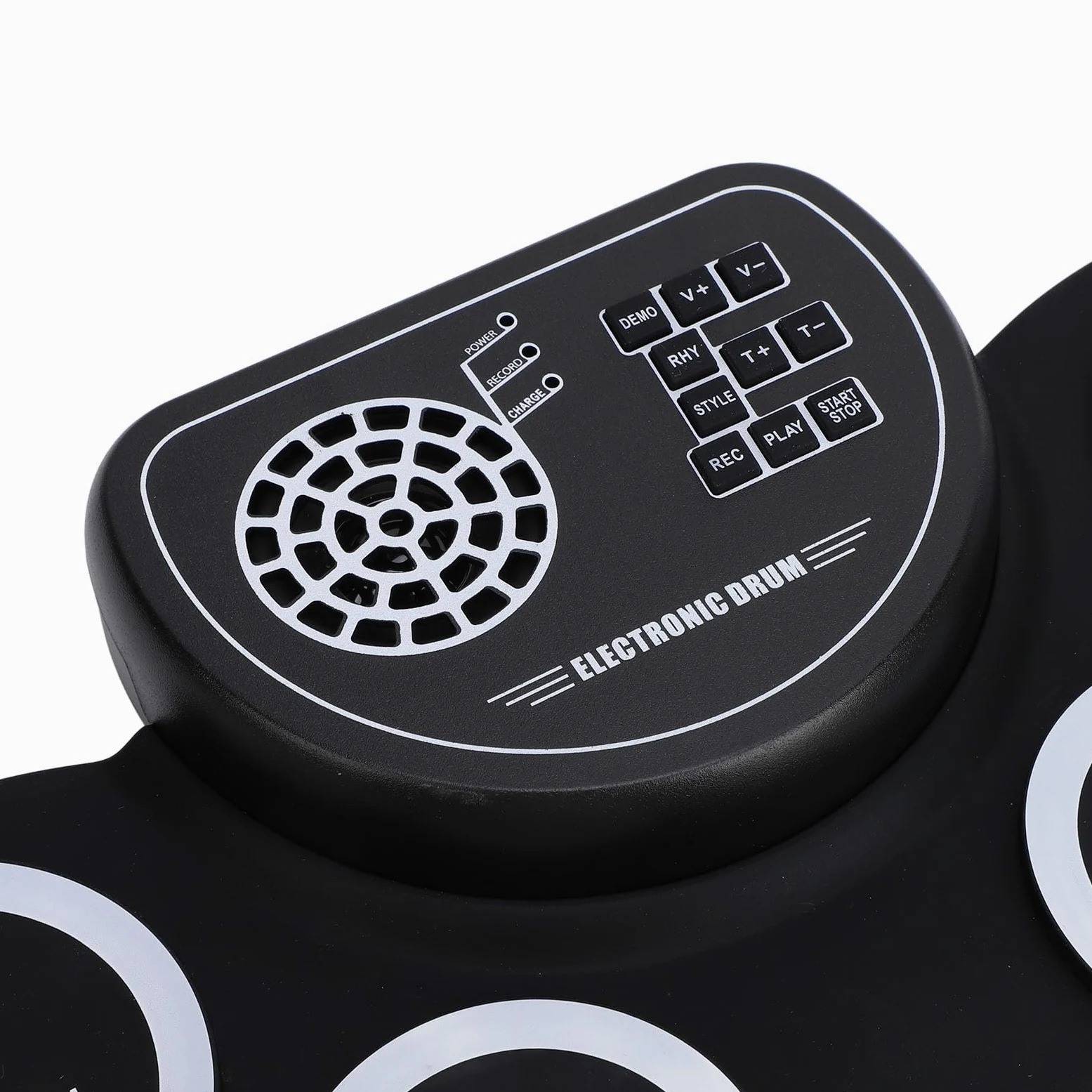 Set di batteria elettronica, batteria elettrica portatile, altoparlante integrato ricaricabile, batteria elettronica con jack per cuffie, 9 cuscinetti in silicone per bambini e adulti