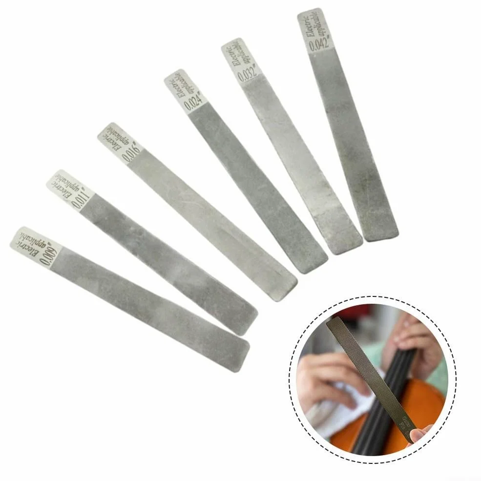 Zoegneer Confezione da 6 lime per dadi per chitarra, set da 6 pezzi in acciaio inox, con coronazione dei tasti e archiviazione per chitarre acustiche ed elettriche per uso di strumenti da liutaio