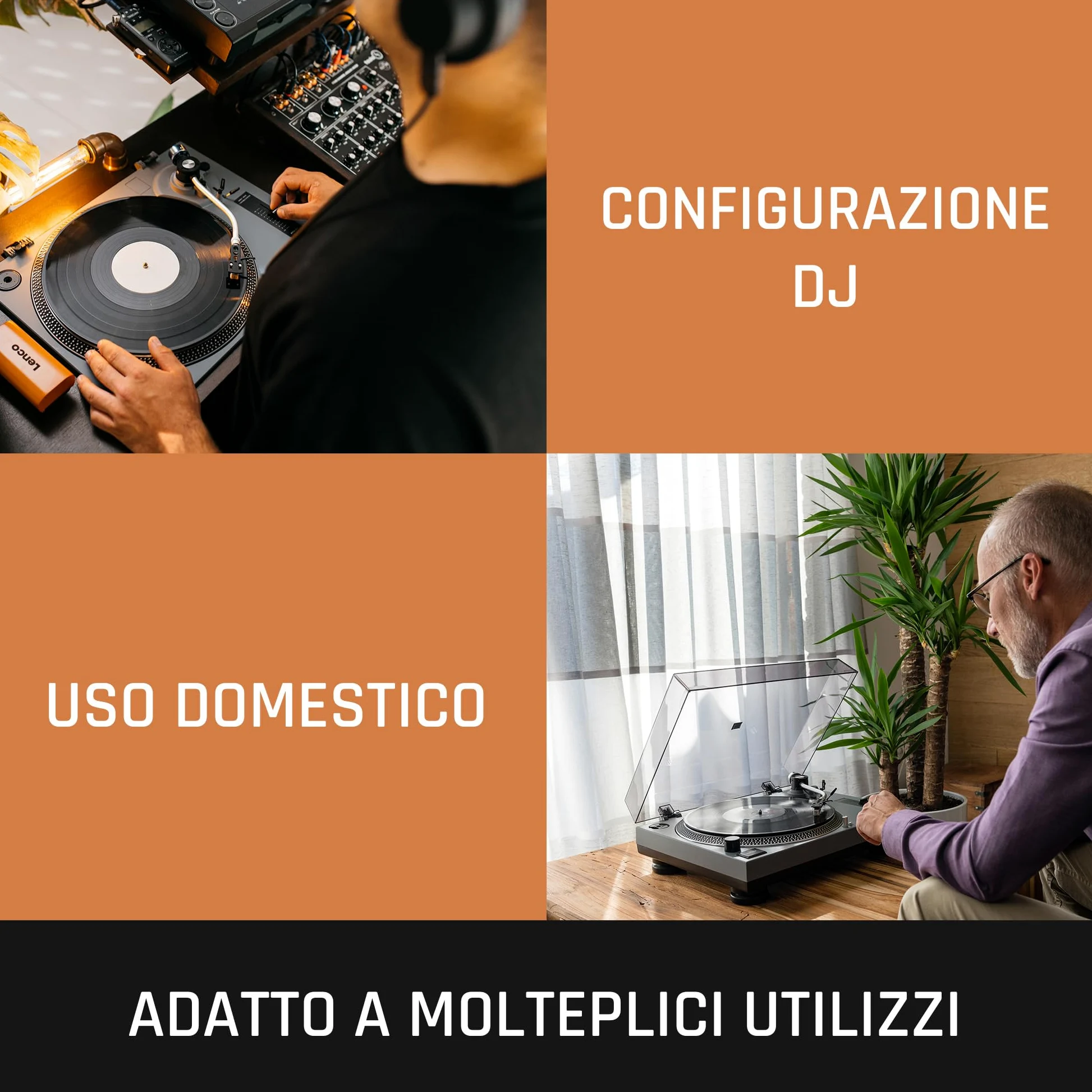 Lenco L-3810 Giradischi con azionamento diretto – Giradischi DJ – 33/45 giri/min – Pitch Control – Sistema di pickup magnetico – Illuminazione ago – Pitch Control – Grigio opaco