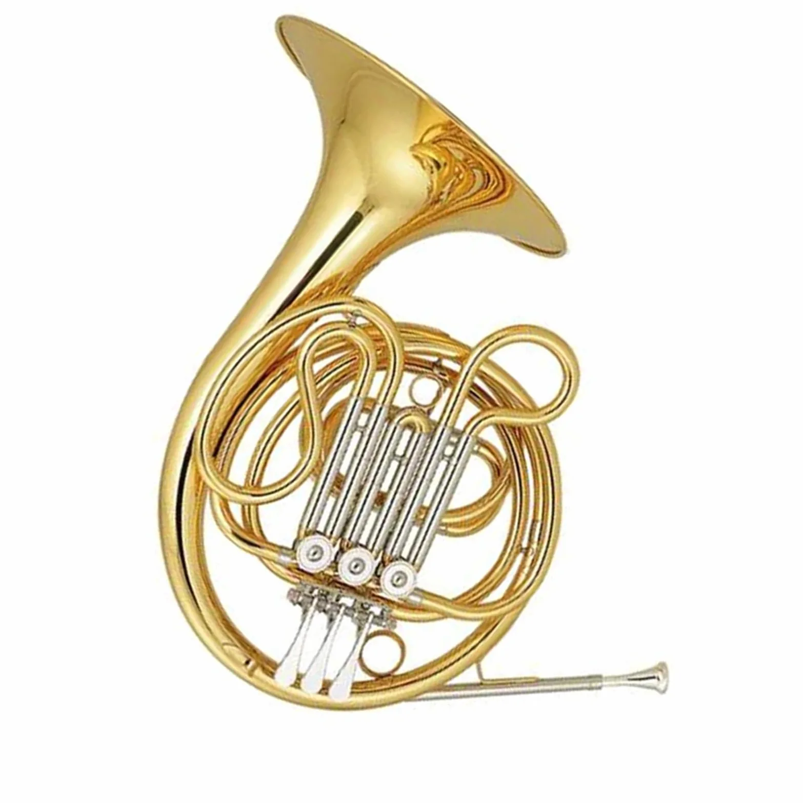 Corno francese Strumento musicale in corno francese con chiave in Mib/Fa laccato oro